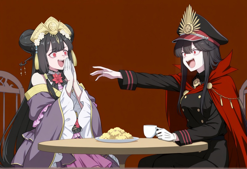 anime coloring,  2girls,  table on Tensor.Art
