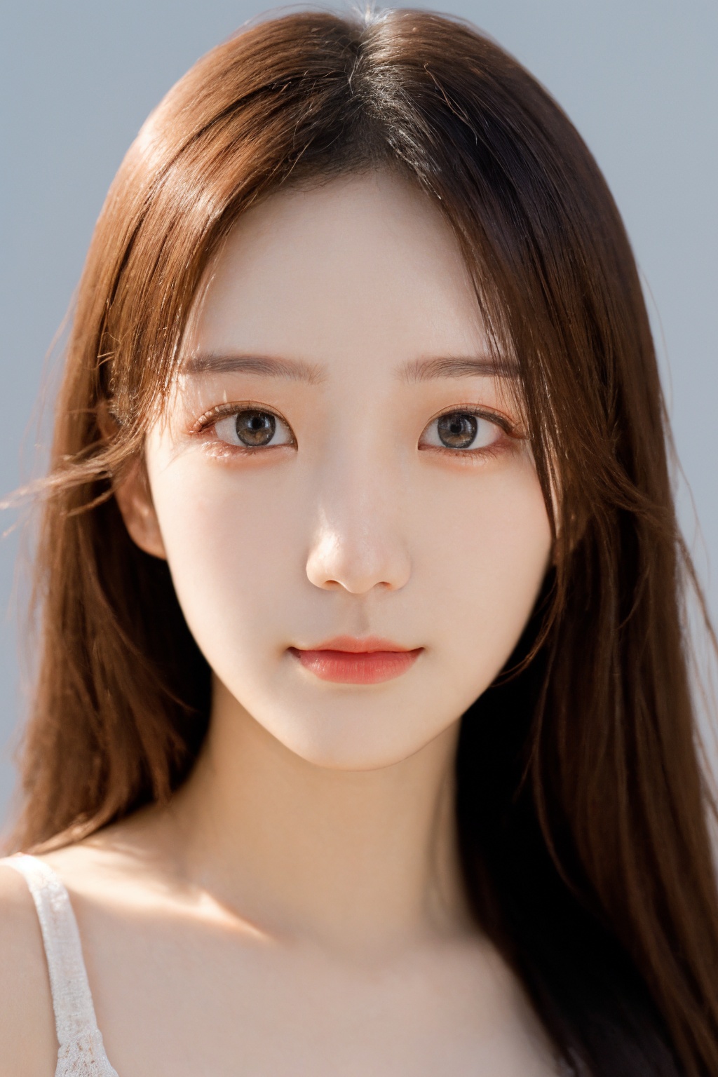 <lora:AgainChangeFaceLora:1>,(8k, RAW photo:1.2), (realistic, photo-realistic:1.4), (extremely detailed), (detailed face:1.4), (beautiful detailed eyes:1.2), girl, smirk, closed mouth, bright glistening skin,realistic skin,skin pores, beautiful, pretty, upper body, dramatic lighting, realistic, teenage, dress, simple background, 