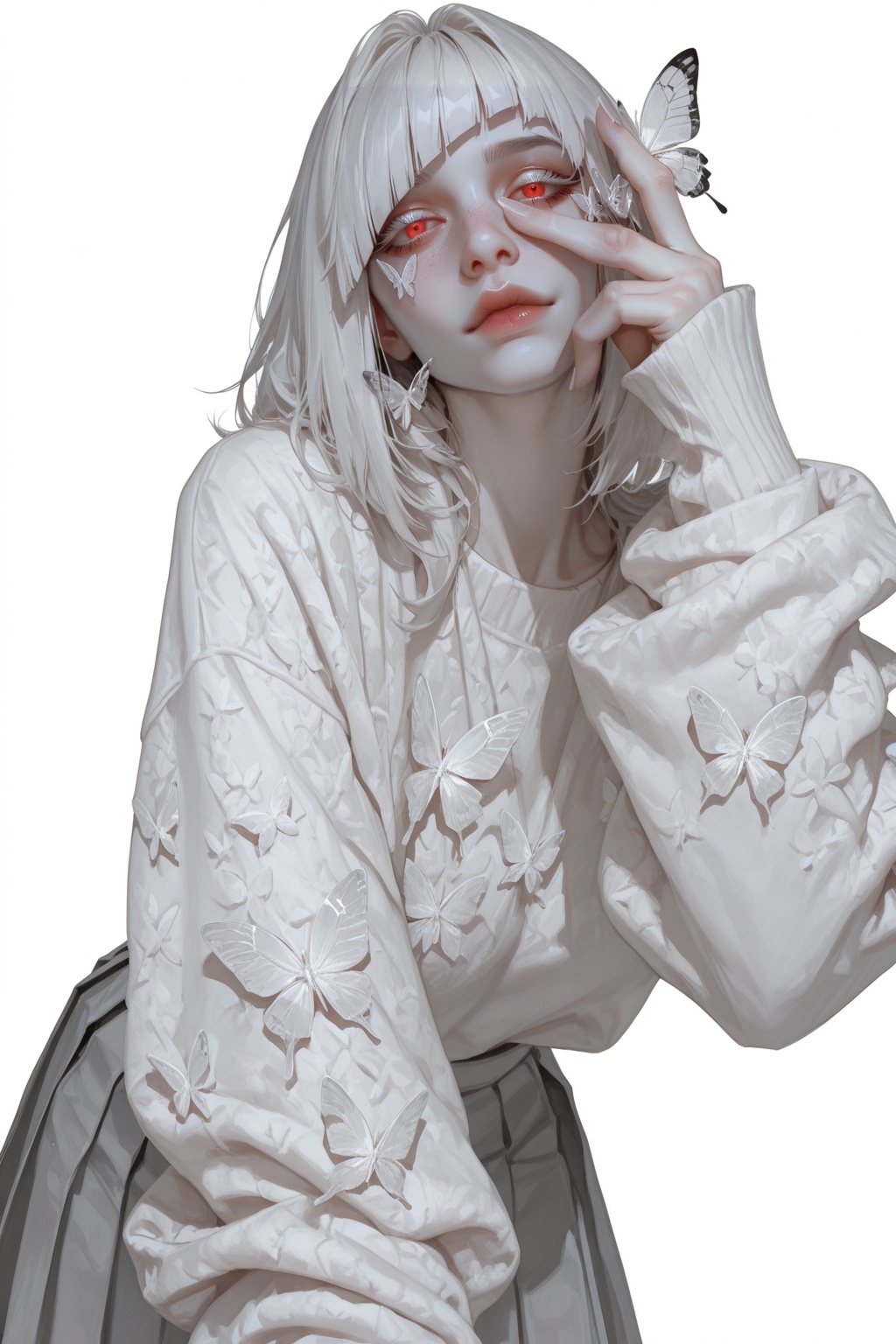 ((upper body,  white background,  (front view on Tensor.Art