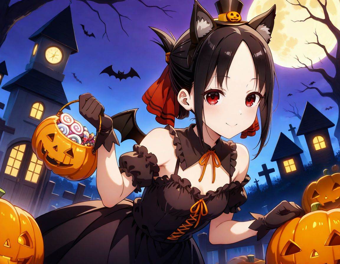 shinomiya kaguya,  halloween costume,  smile on Tensor.Art