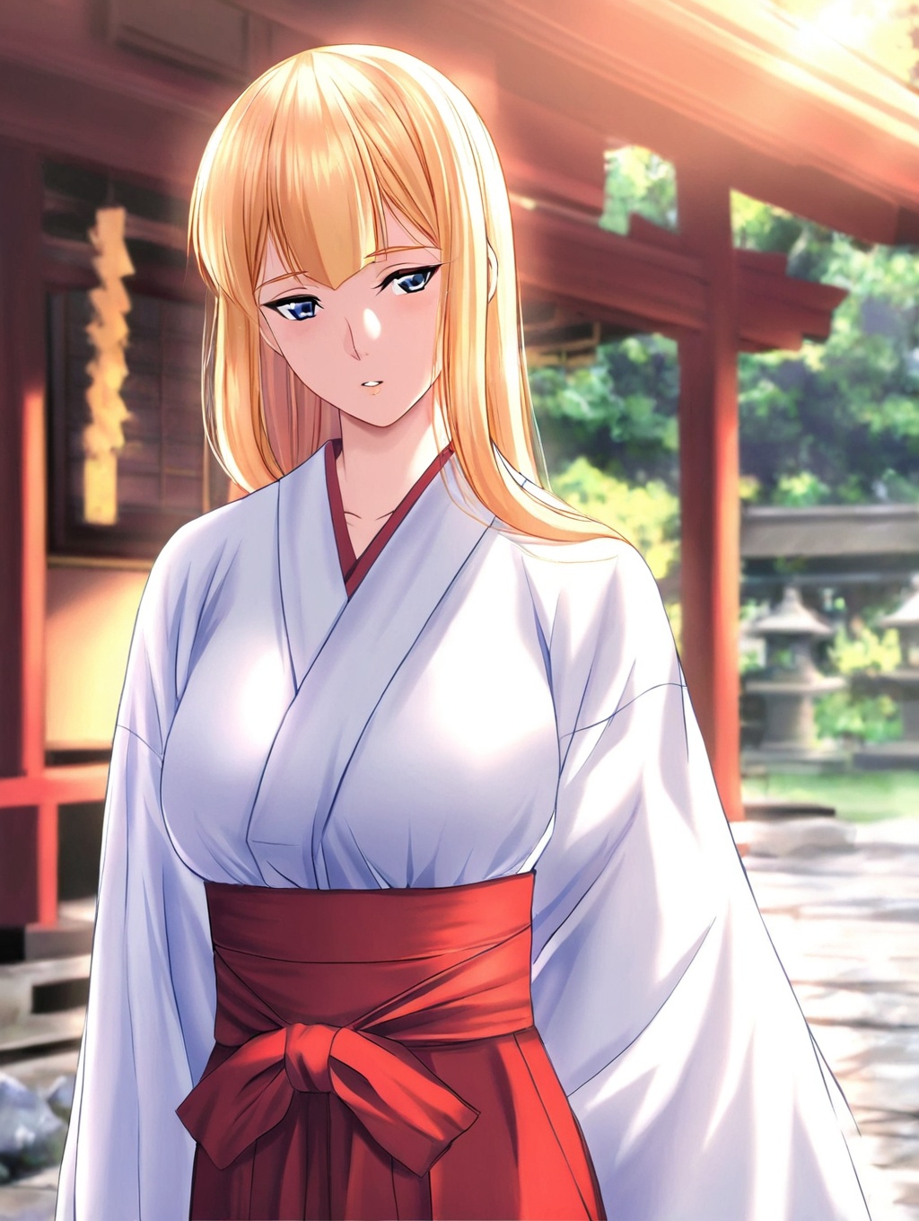 akizuki mirei,  miko,  red hakama on Tensor.Art