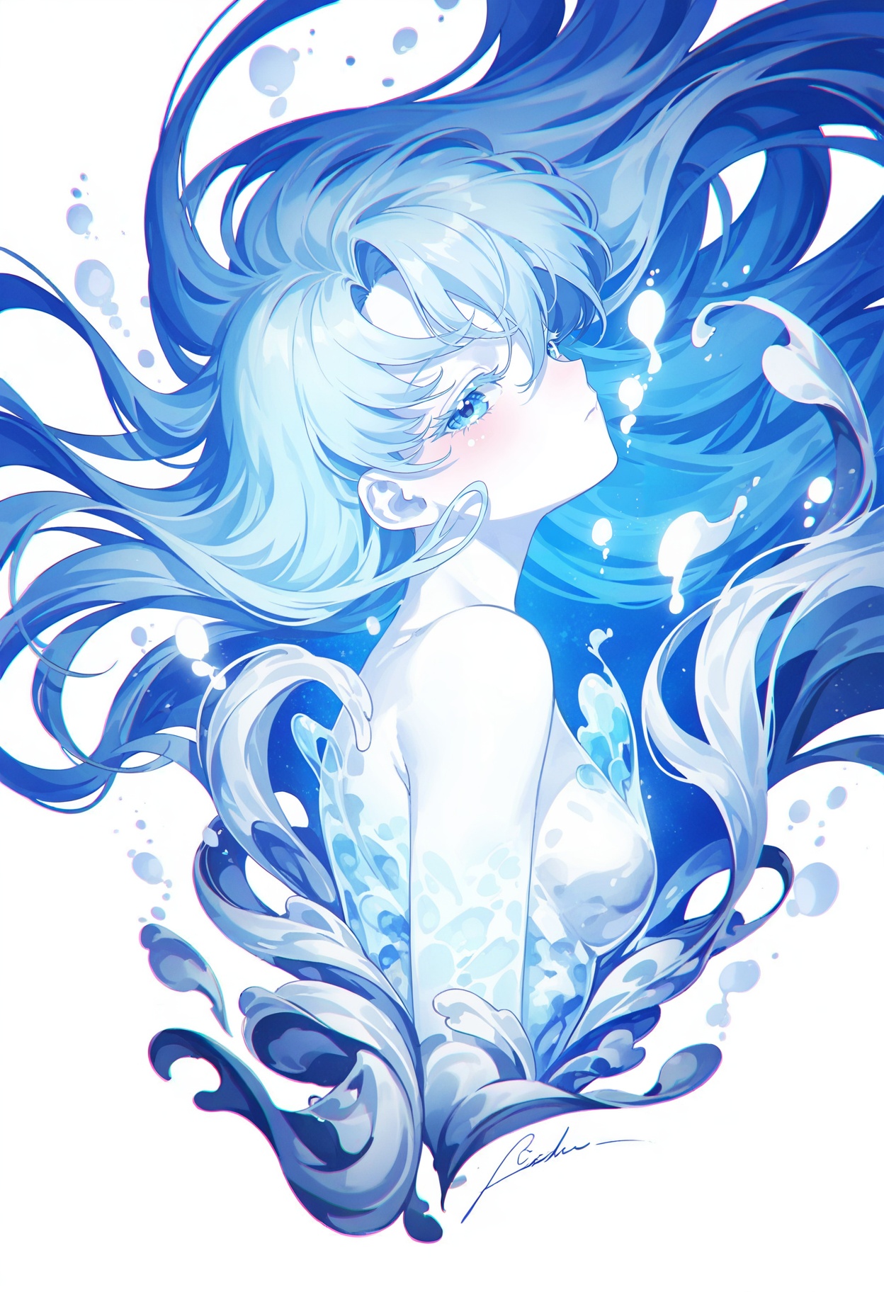 1girl,  watercolor style,  fluid colors on Tensor.Art