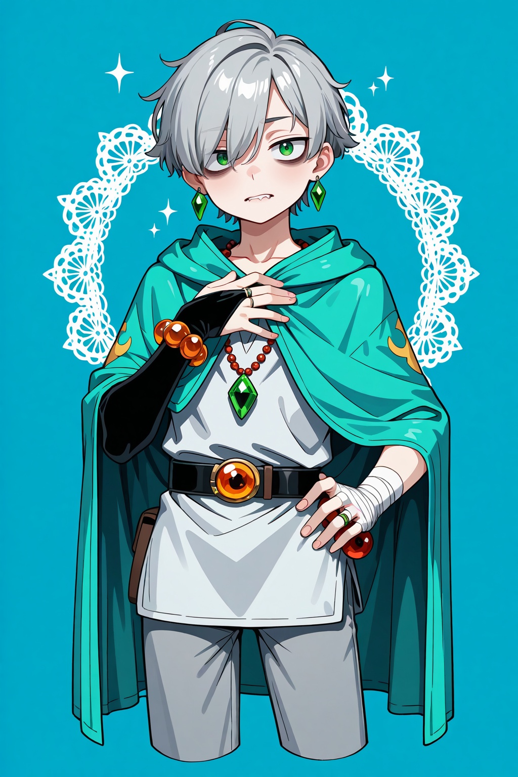 1boy,  alternate_color,  aqua_cloak on Tensor.Art