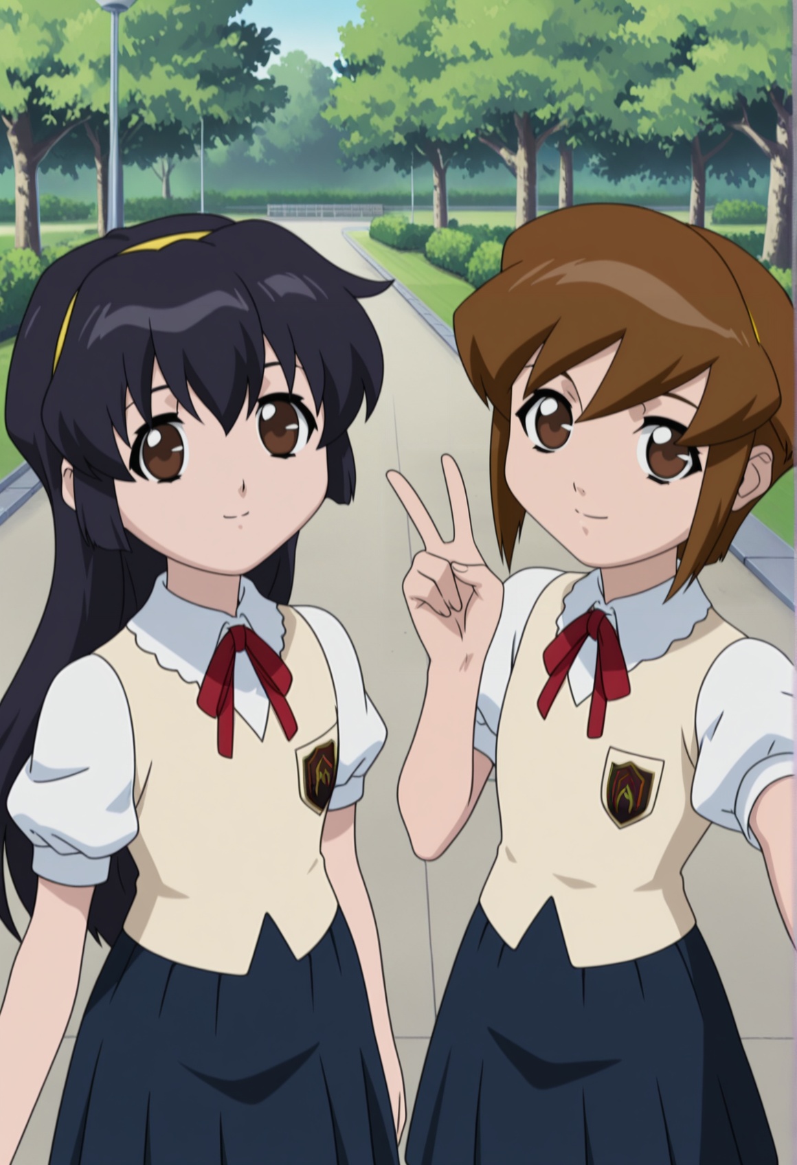 anime coloring,  2girls,  outdoors on Tensor.Art