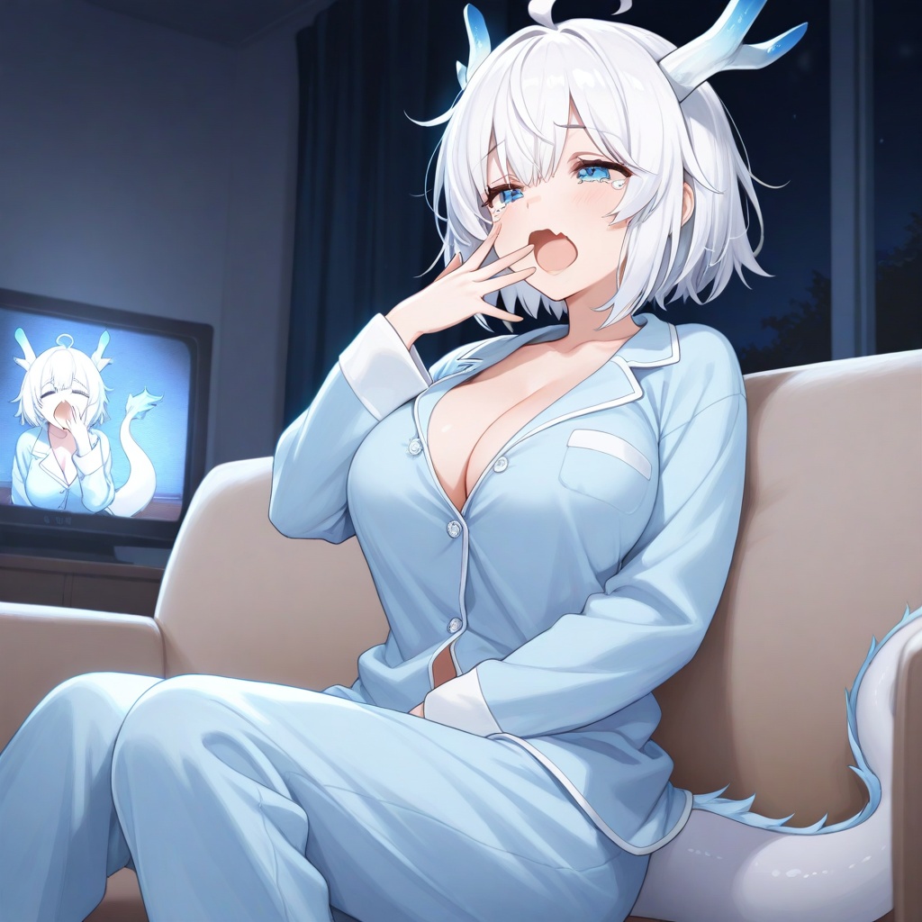 1girl,  white hair,  open mouth on Tensor.Art