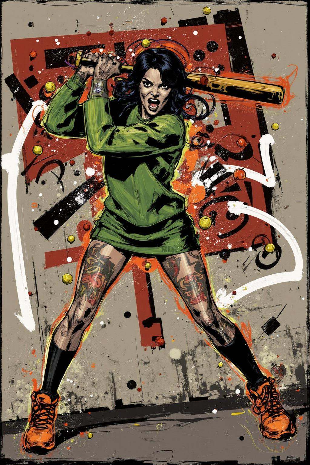 poster illustration.full body,  liquid splash,  juicy fruits chaos on Tensor.Art