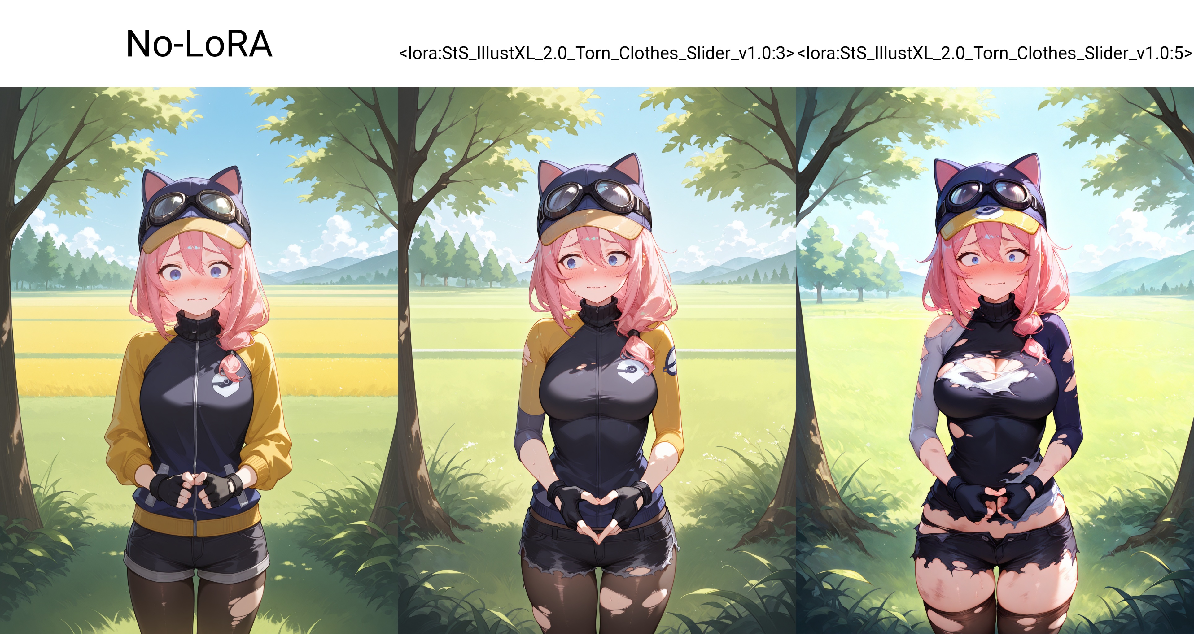 No-LoRA,  [from above:0.8],  1girl on Tensor.Art