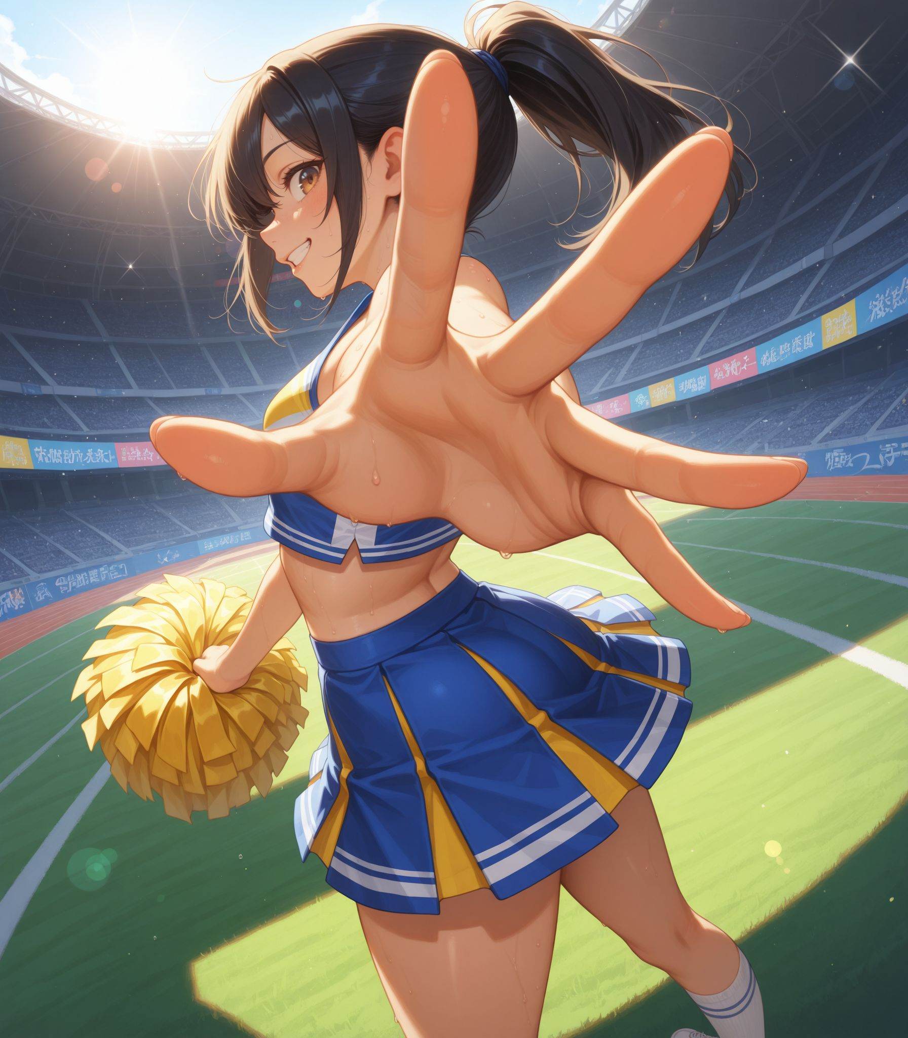 (foreshortening),  1girl,  cheerleader uniform on Tensor.Art