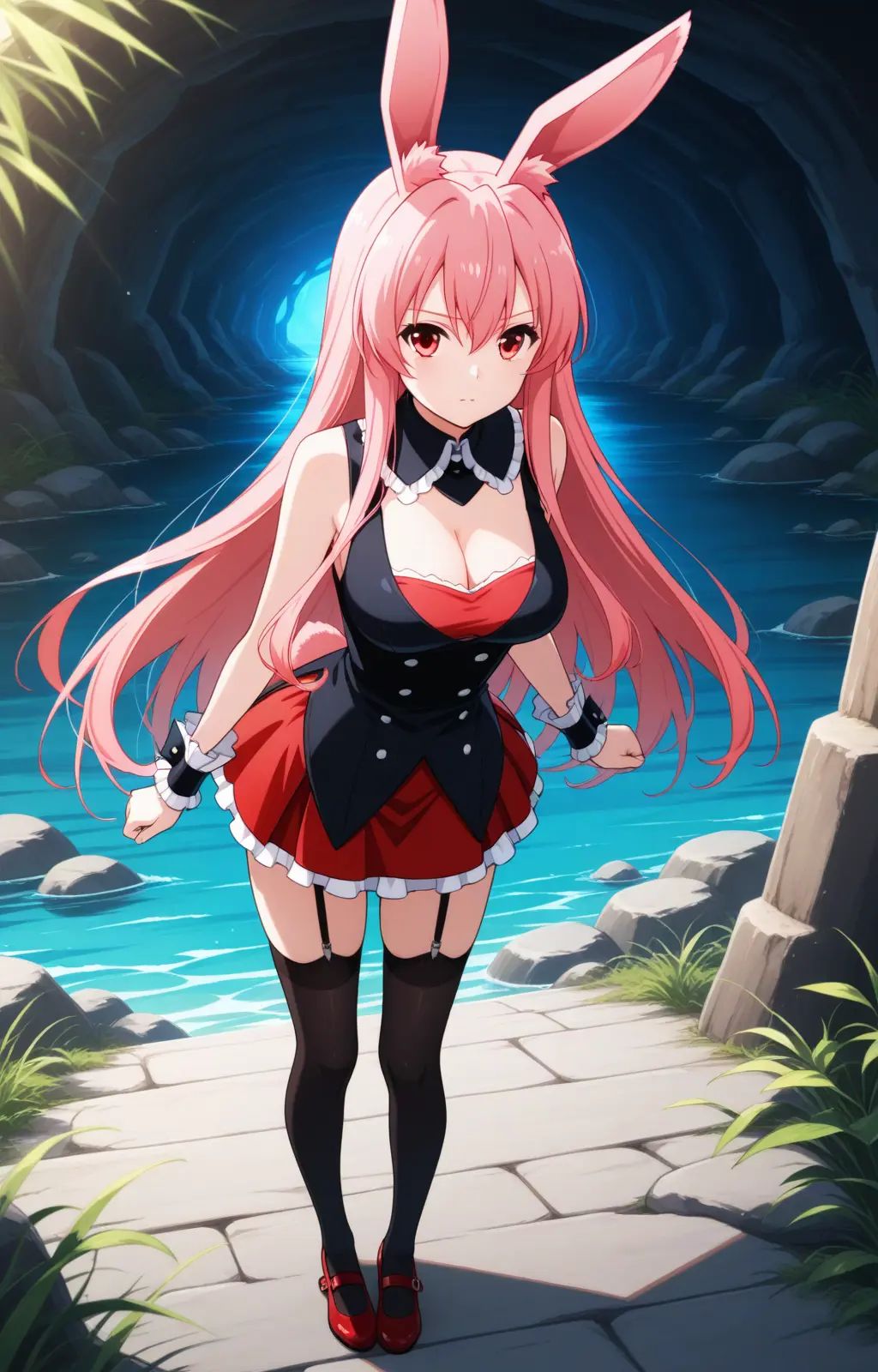 pc-kurousagi,  red eyes,  long hair on Tensor.Art