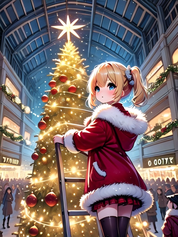 ((christmas tree with festive lights)),  ((cowboy shot)),  ((1girl)) on Tensor.Art