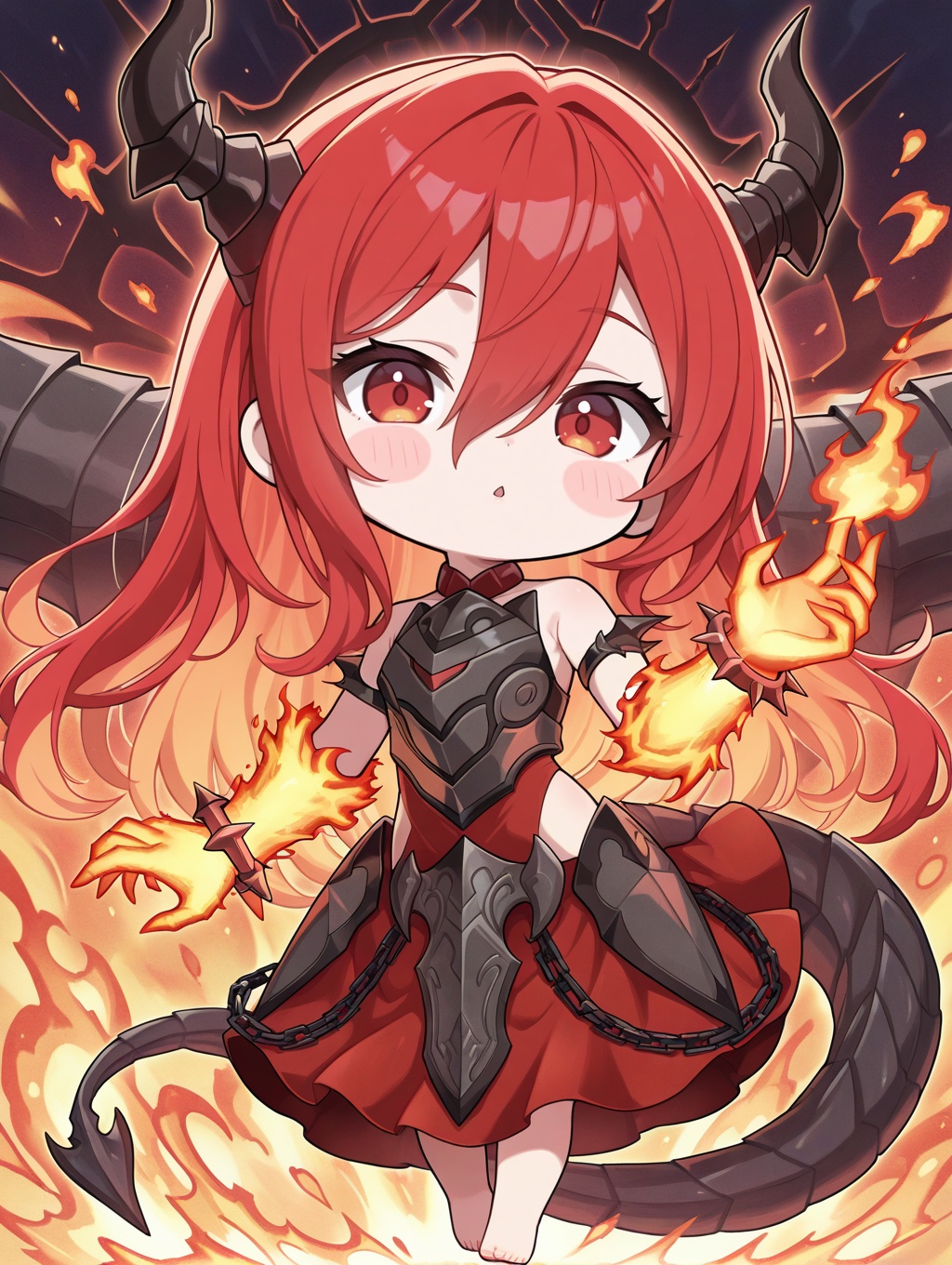 chibi,  dragon girl,  promethean princess - bestower of flames on Tensor.Art