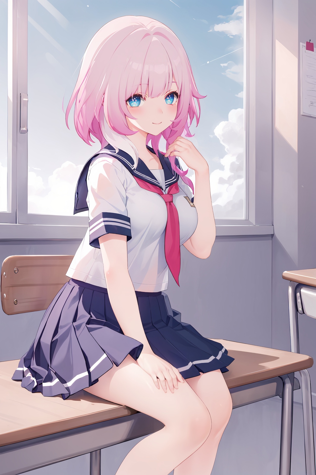 1girl,  cyrene \(honkai: star rail\),  school uniform on Tensor.Art