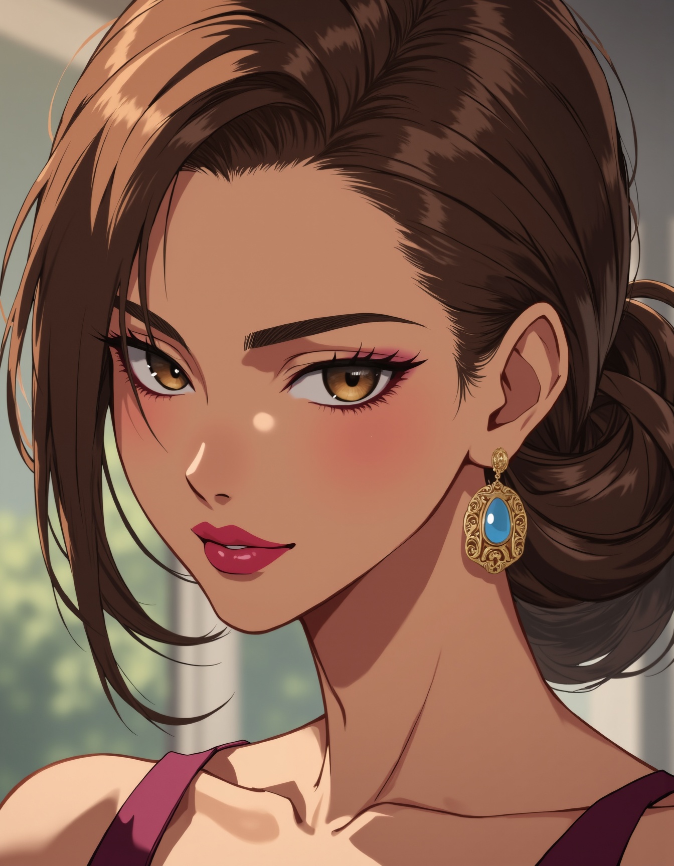 anime,  a gorgeous,  mature woman with warm brown skin on Tensor.Art