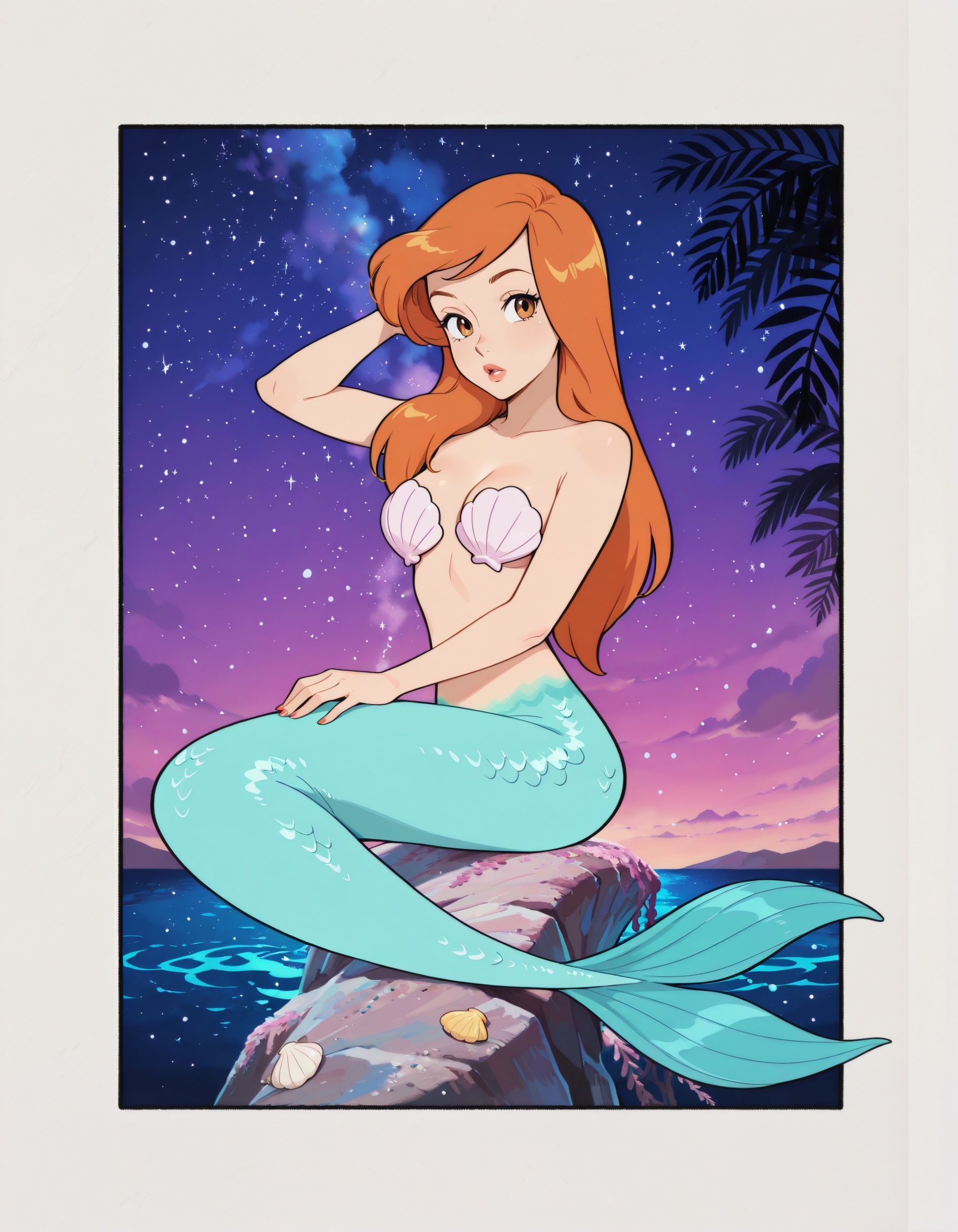 mermaid,  long hair,  orange hair on Tensor.Art