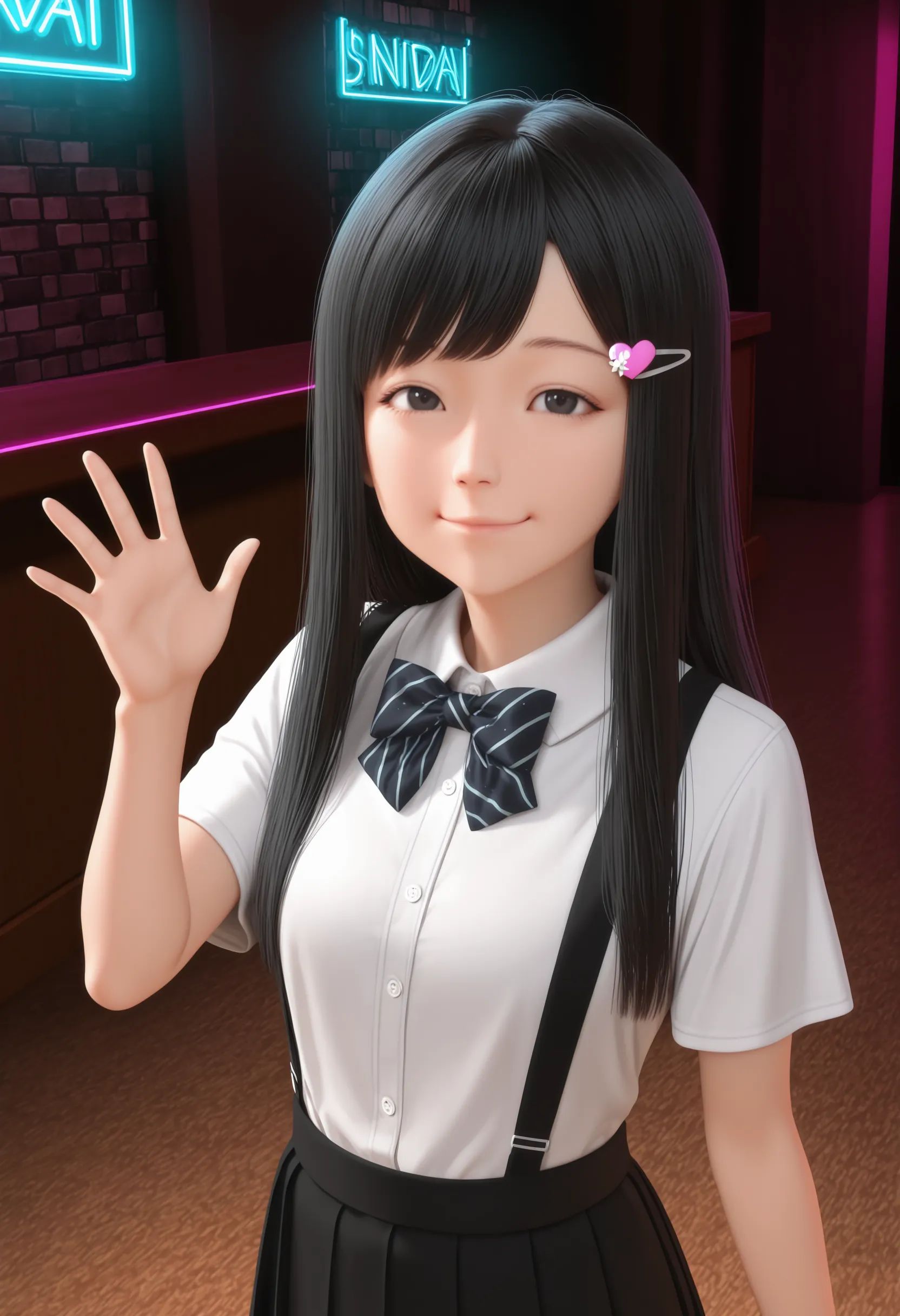 1girl,  naanf-riko,  black hair on Tensor.Art