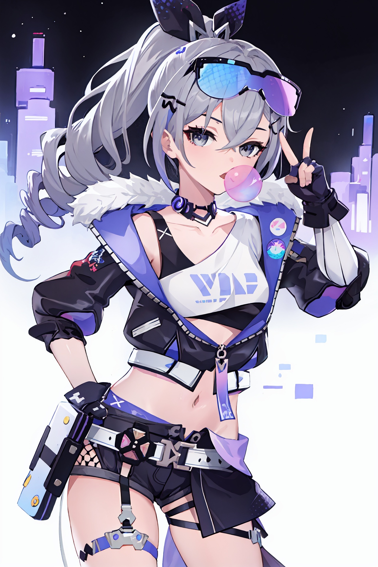 1girl,  silver wolf \(honkai: star rail\),  cropped jacket on Tensor.Art