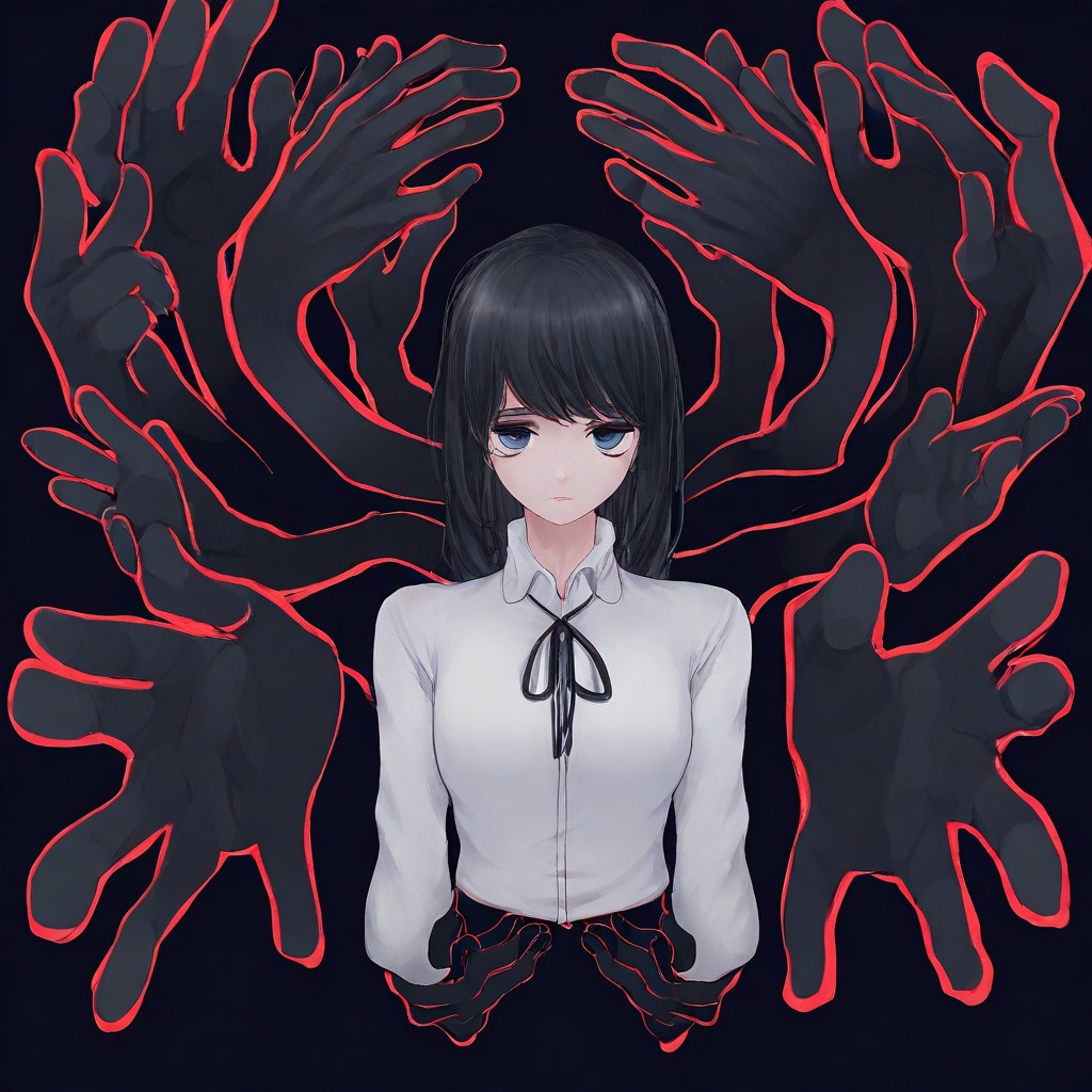 disembodied hands,  1girl,  multiple hands behind girl on Tensor.Art