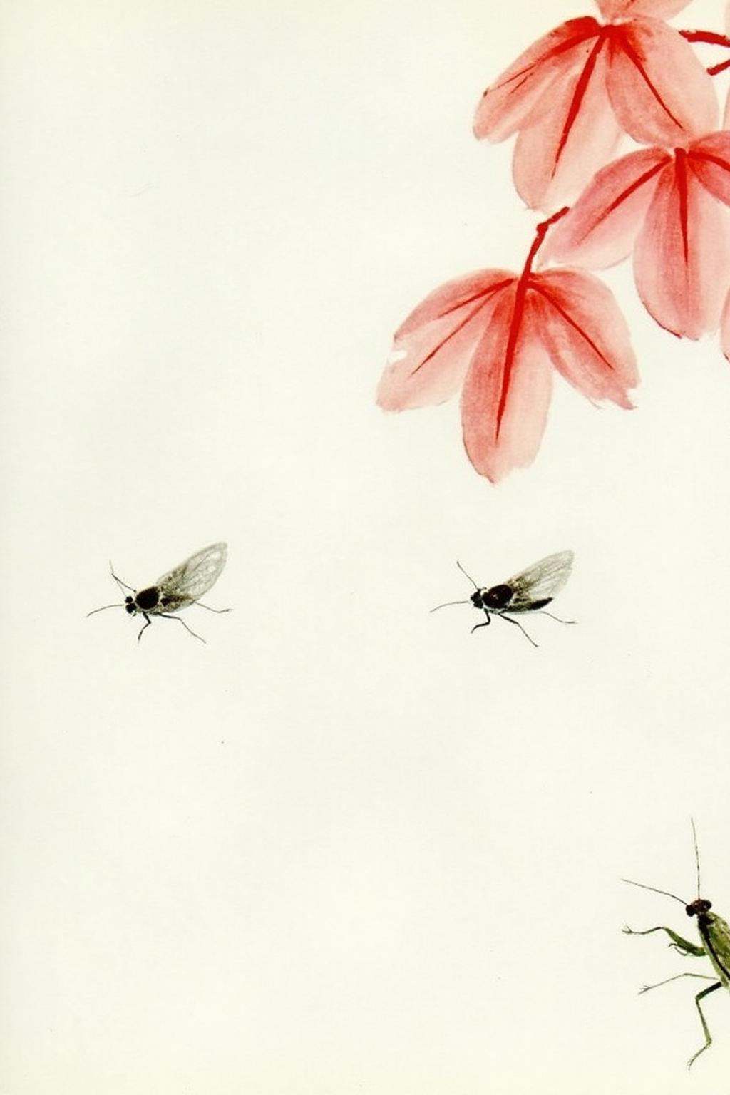 This is a delicate,  watercolor painting featuring a stylized depiction of a scene from nature. The artwork is rendered in...