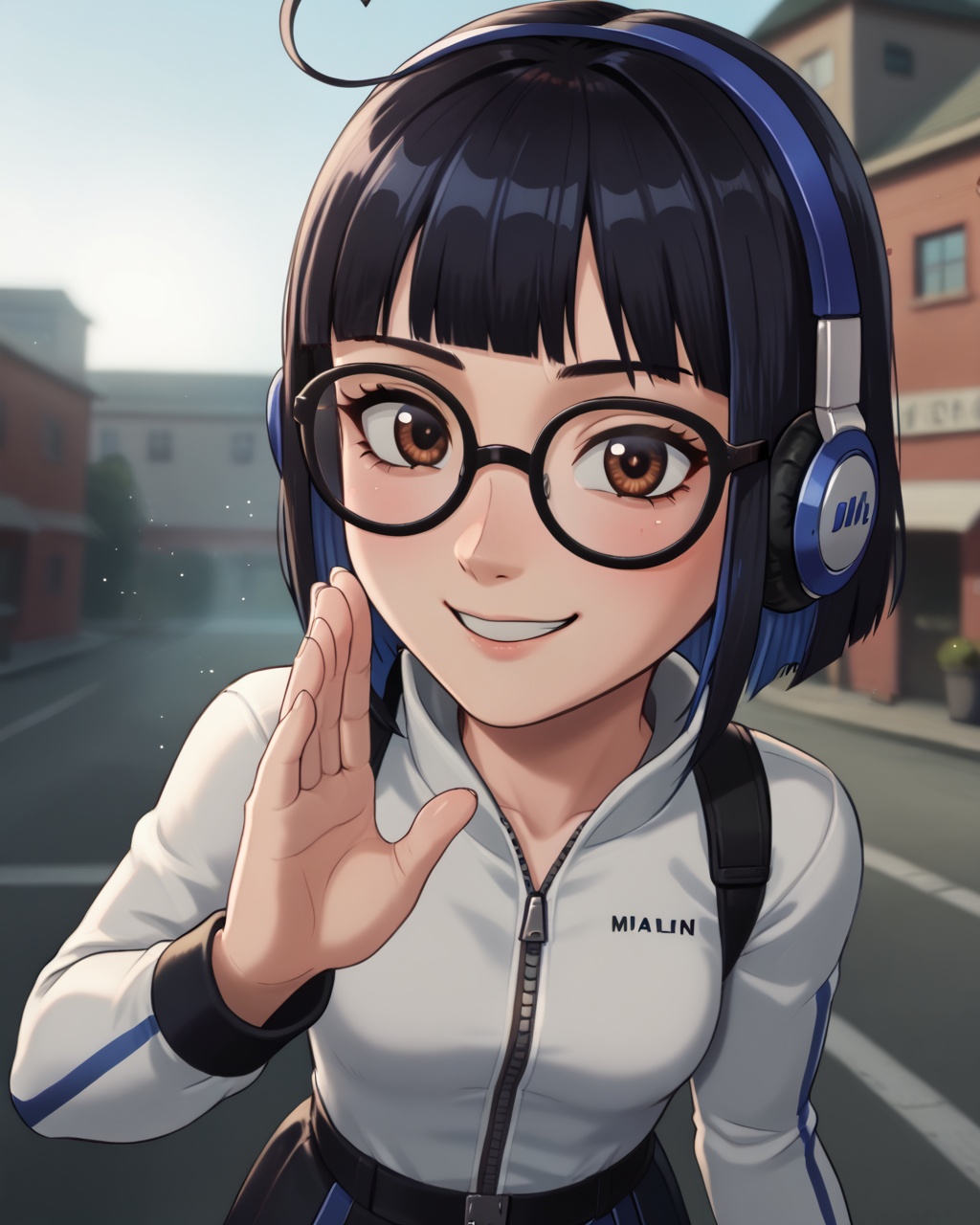 1girl,  (black hair),  blue hair highlights on Tensor.Art