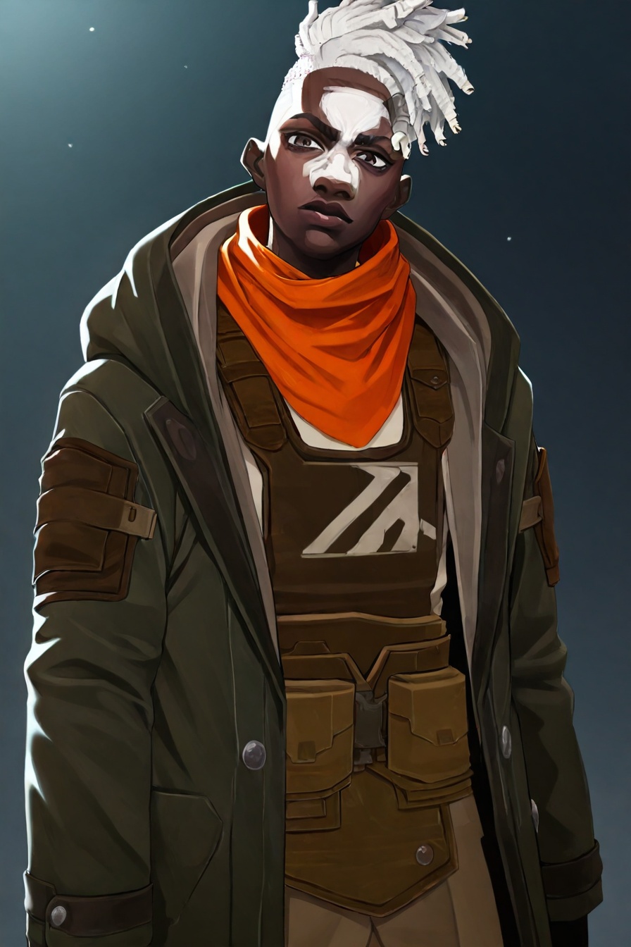 ekko,  brown eyes,  white dreadlocks on Tensor.Art
