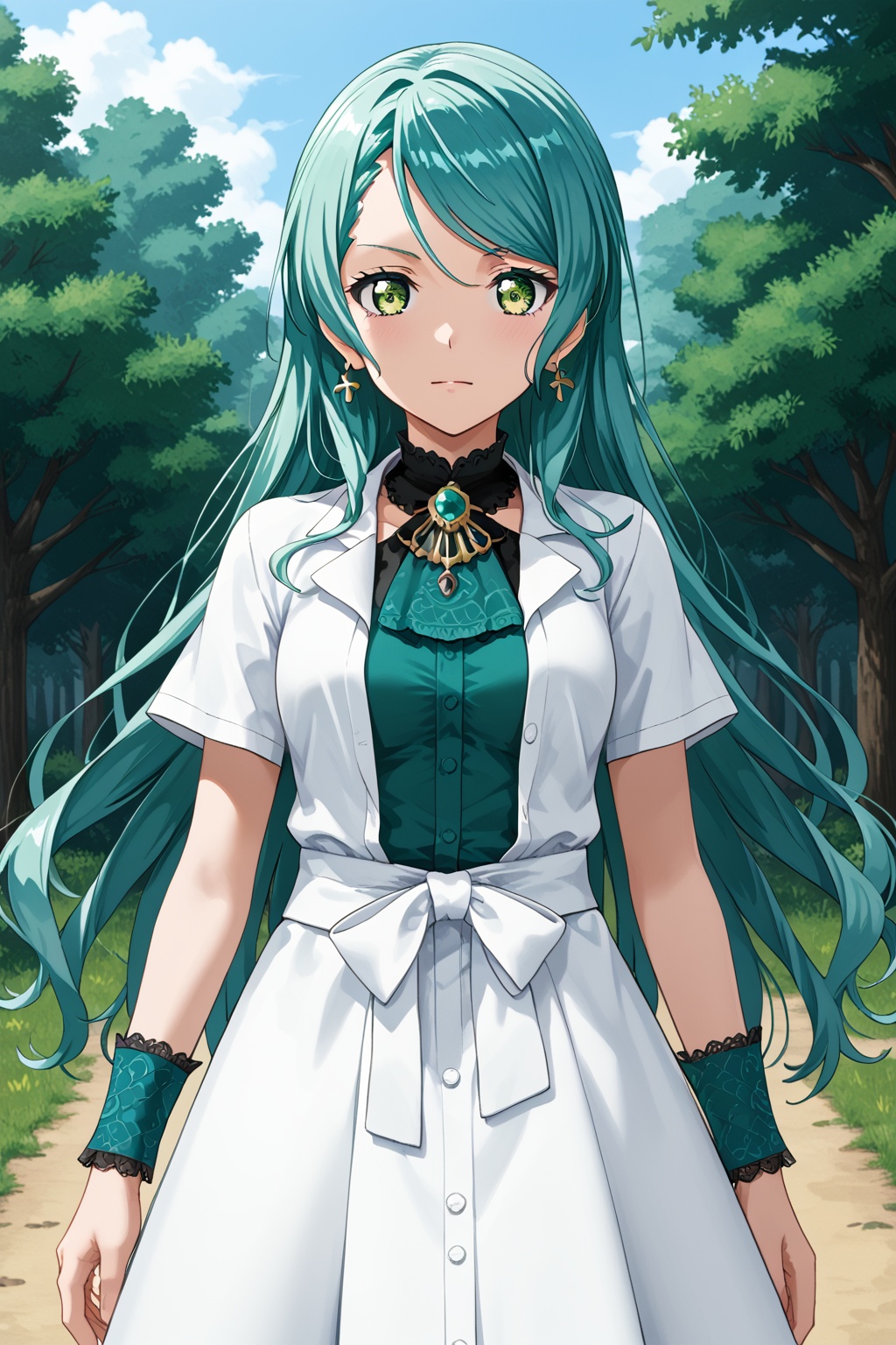 hikawa sayo,long hair,bangs,green eyes,aqua hair<lora:bingchuansayo:0.8>