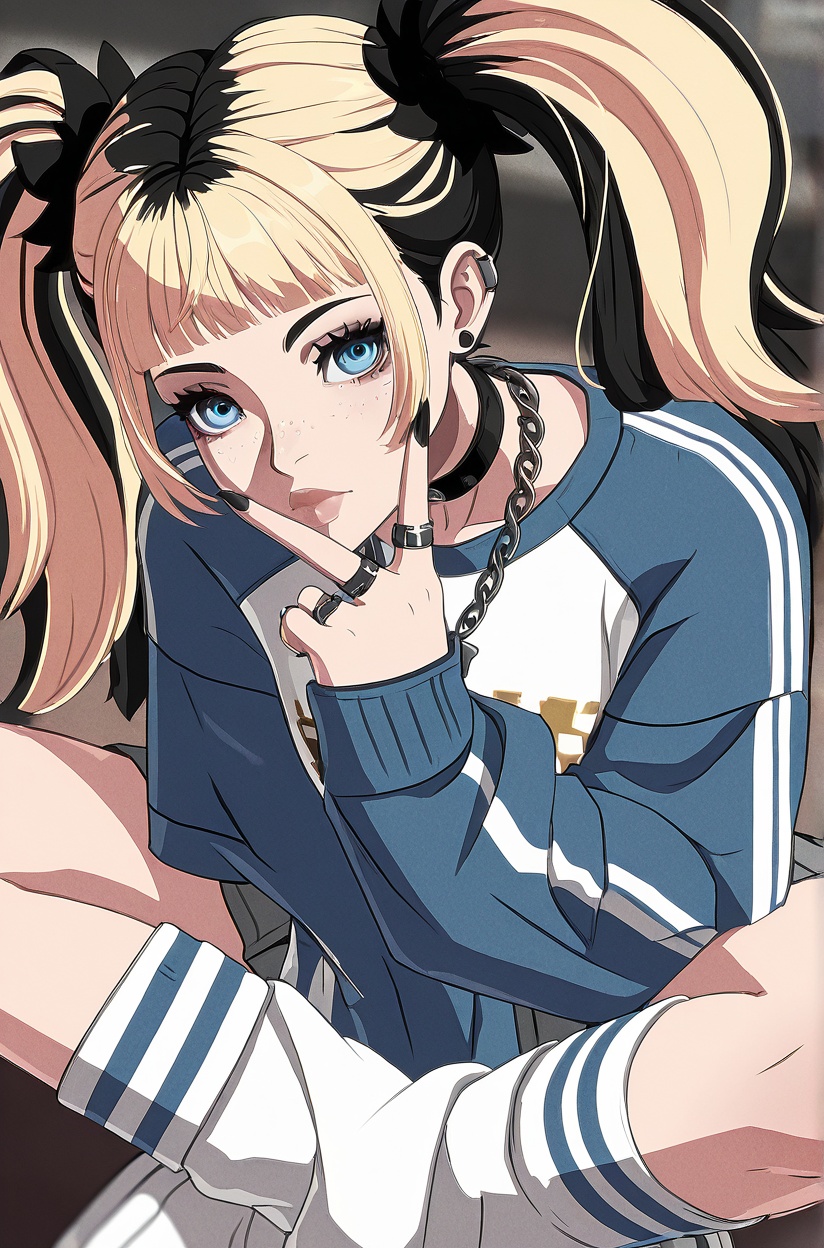 gu1lty,  1girl,  blonde flipped multicolored two-tone hair on Tensor.Art