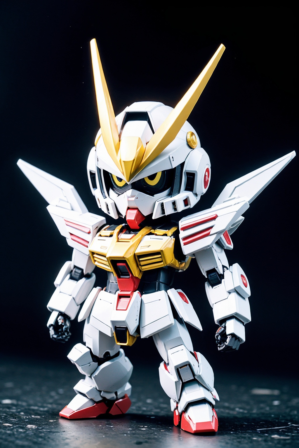 gundam, robot, no humans, wings, chibi