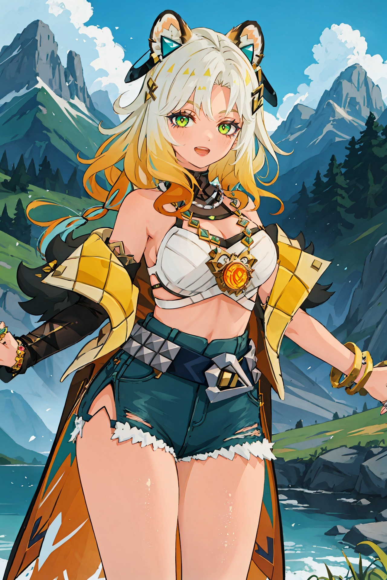 1girl,  xilonen \(genshin impact\),  high-waist shorts on Tensor.Art
