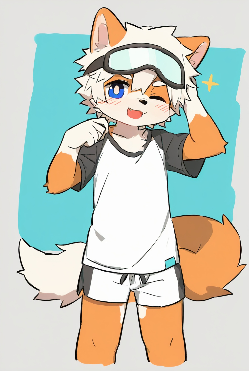 [[nploser,nekowuwu]],solo,shota,furry,kemono,dog_boy BREAK [red_inner_ear],[orange_fur,blue_eyes],white_hikimayu BREAK portrait,one eye closed,(masterpiece, best quality:1.1),body fur,anthro,<lora:AF坊01:0.8>,