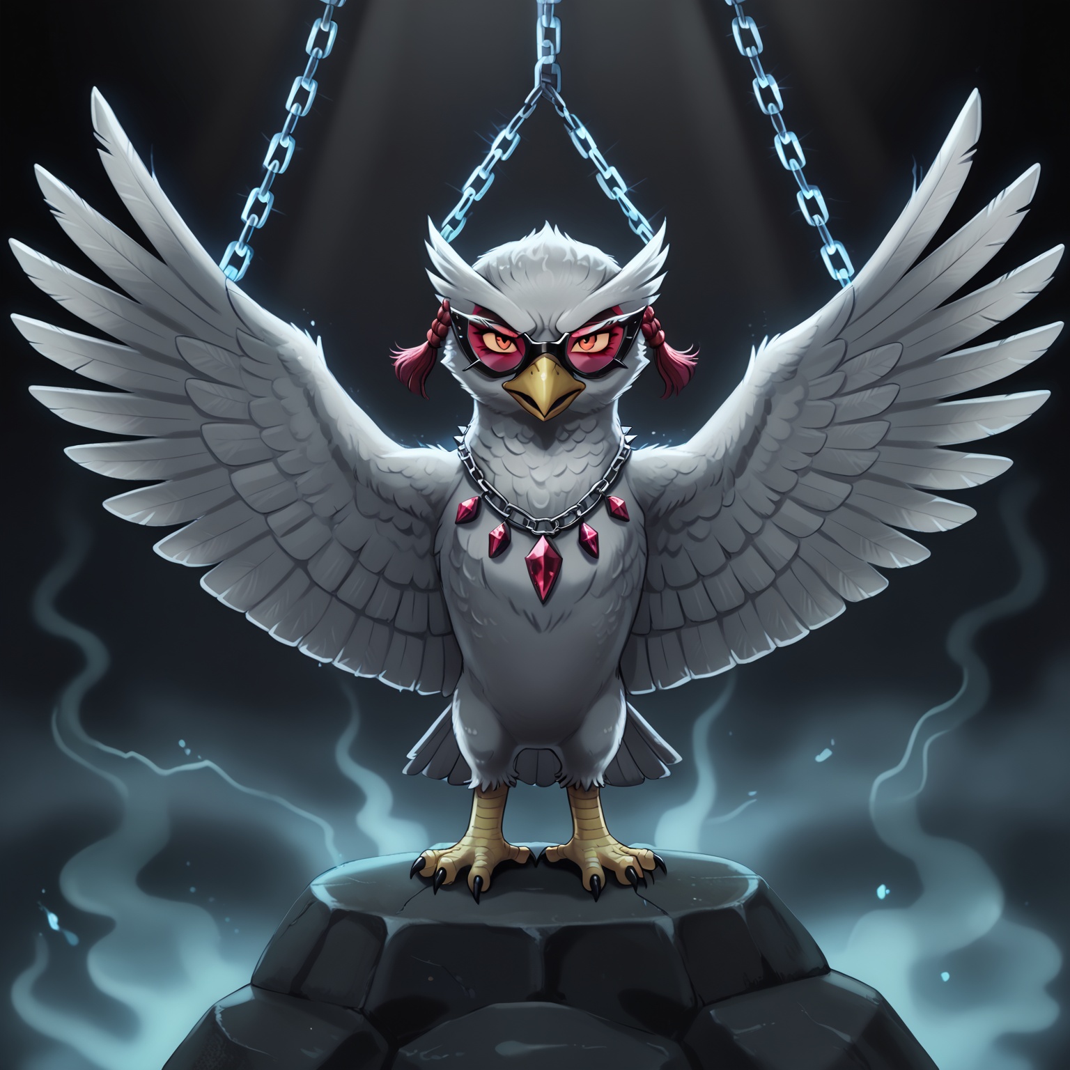 A striking,  rock-inspired owl with a bold,  X Japan aesthetic on Tensor.Art