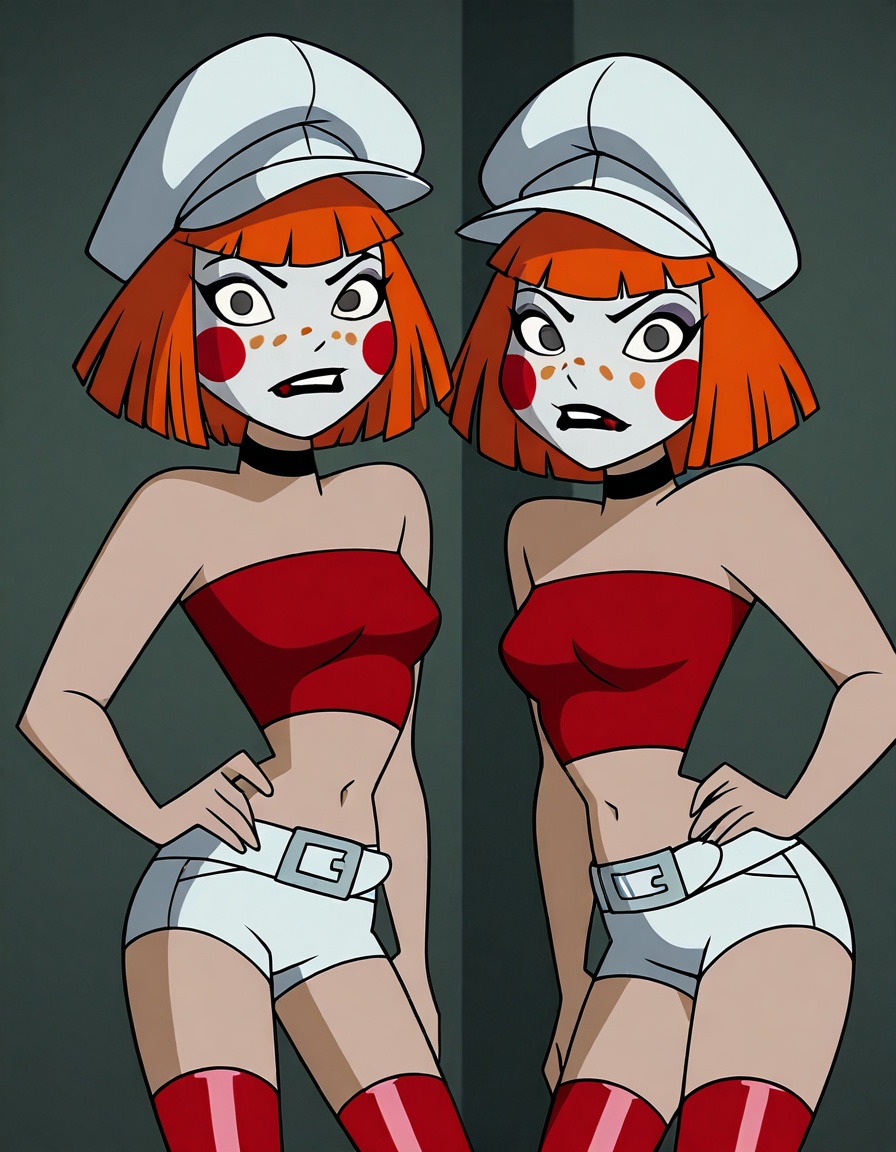 deedees,  short hair,  white cabbie hat on Tensor.Art