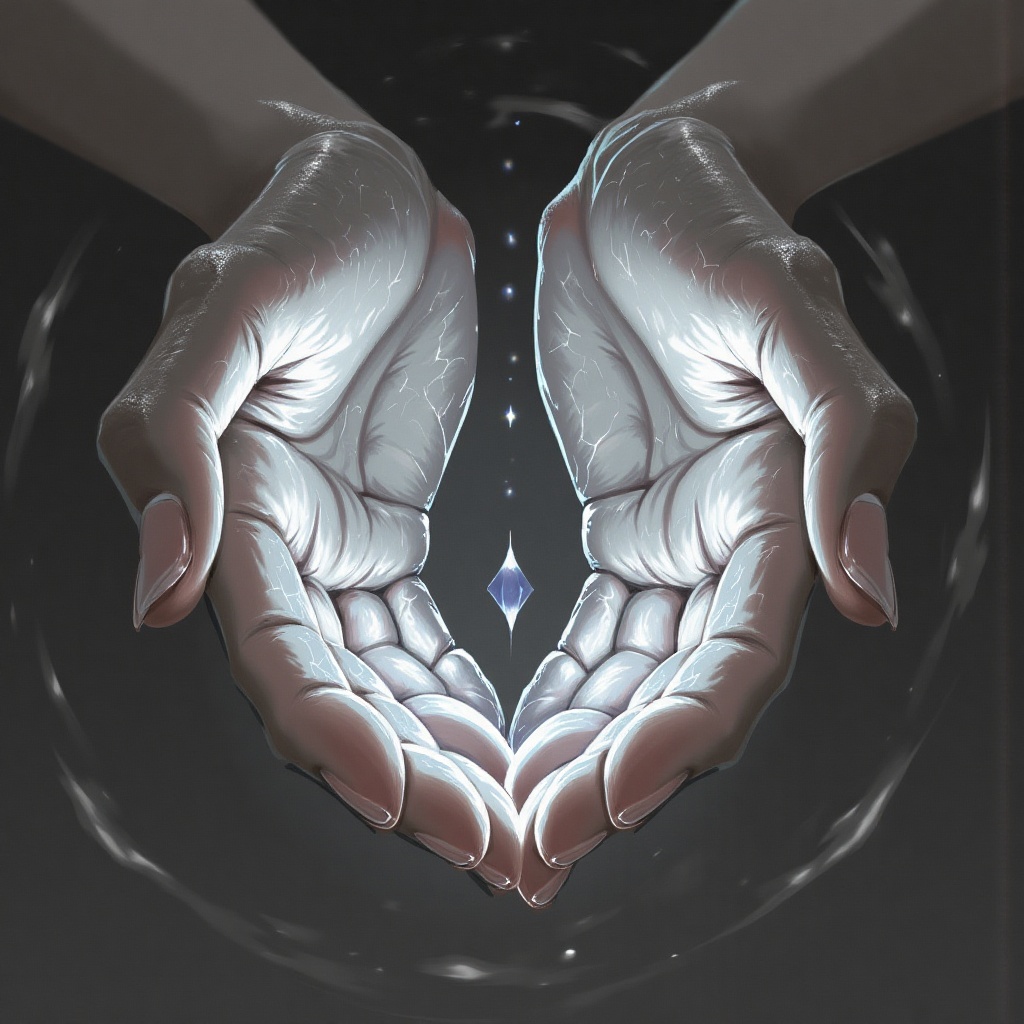 foreshortening hands open hand outstretched hand solo veins This digital drawing rendered in a highly detailed semi-realis...