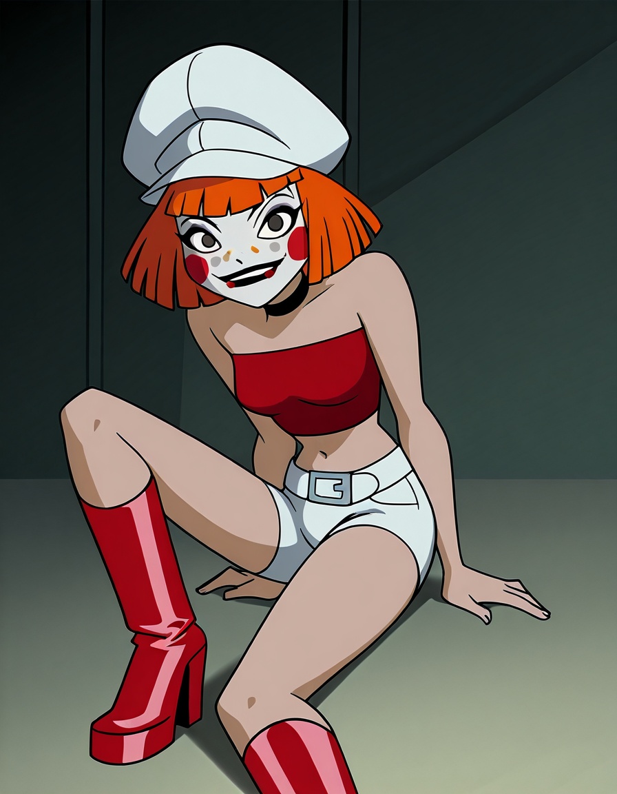 deedees,  short hair,  white cabbie hat on Tensor.Art