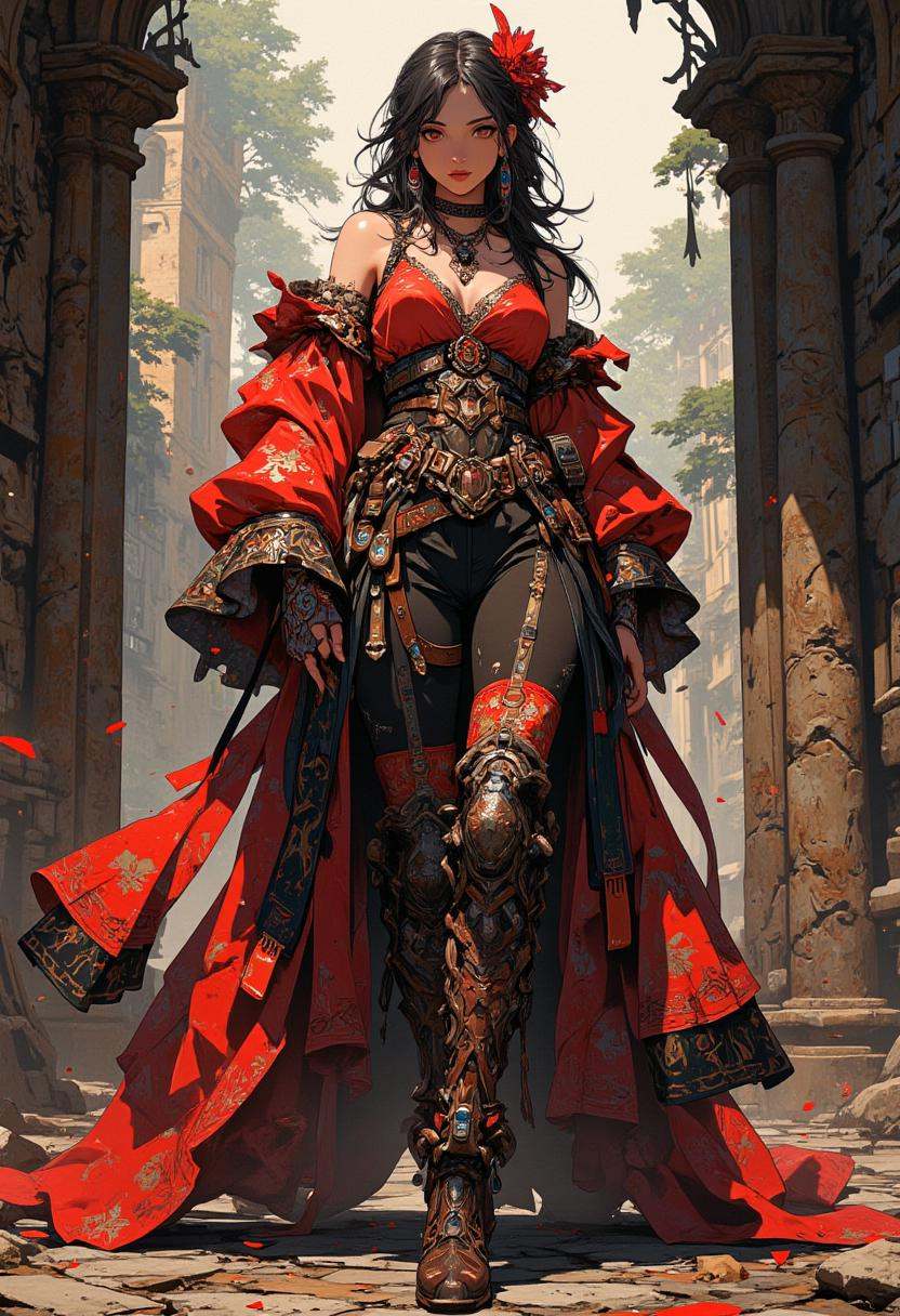 High Fashion,  concept art half l Body of a gypsy spanish woman in flamenco clothes,  Blender stylized charismatic aesthet...