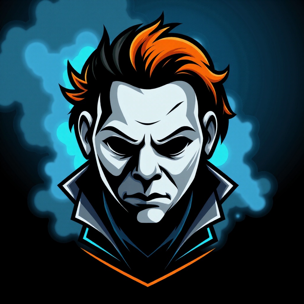esports,  logo of Michael Meyers,  black and blue colors on Tensor.Art