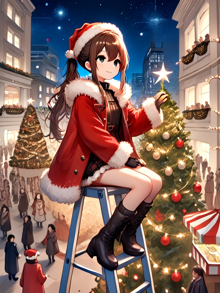score_9,  source_anime,  christmas tree with festive lights on Tensor.Art