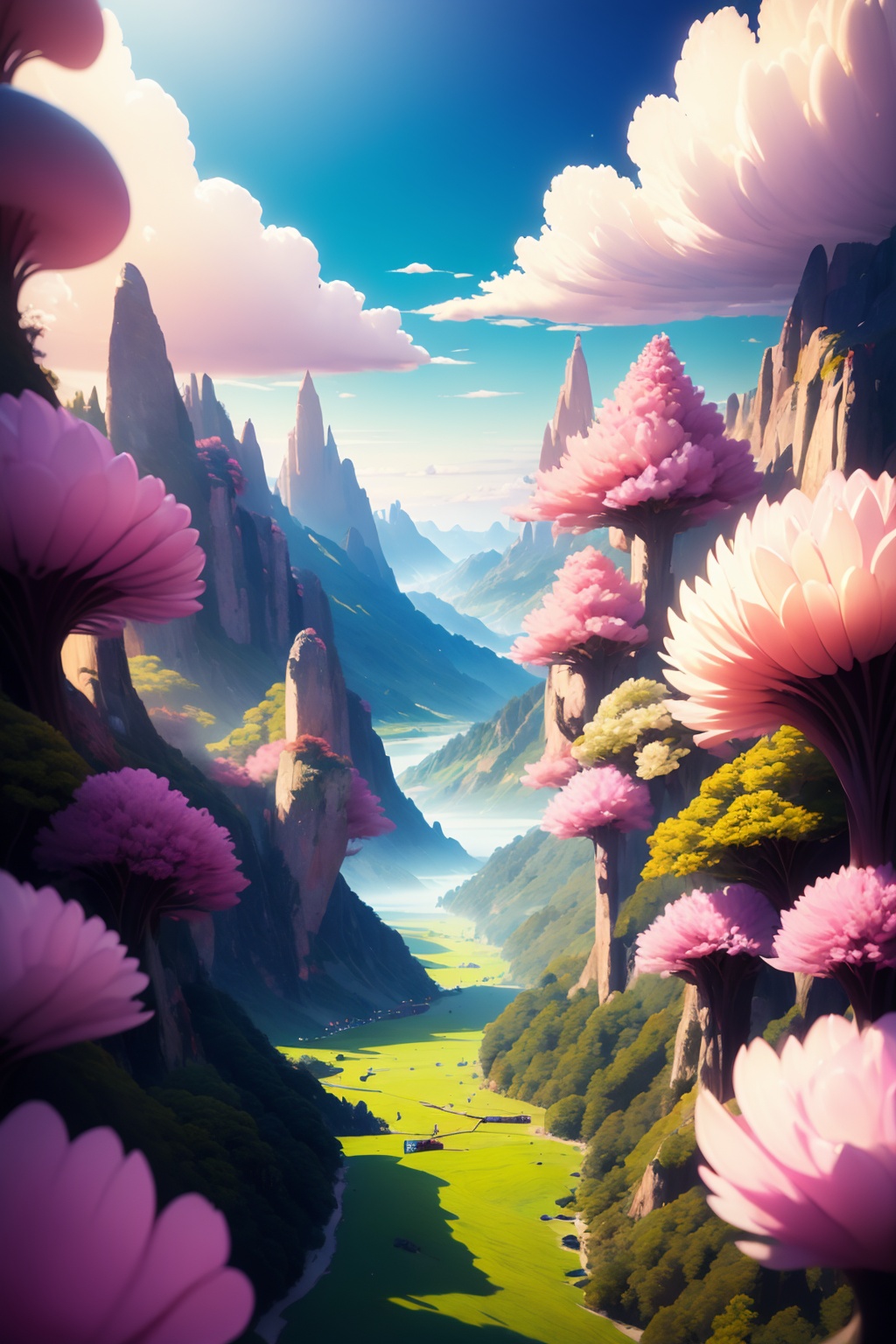 <lora:AgainWonderlandForest:1>, AgainWonderlandForest, fantasy, plant, sky, cloud, scenery, landscape, building, bird, nature,