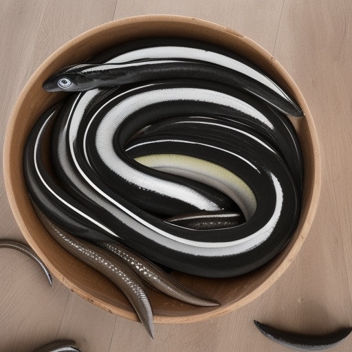 out of frame,  no humans,  Four eels on Tensor.Art