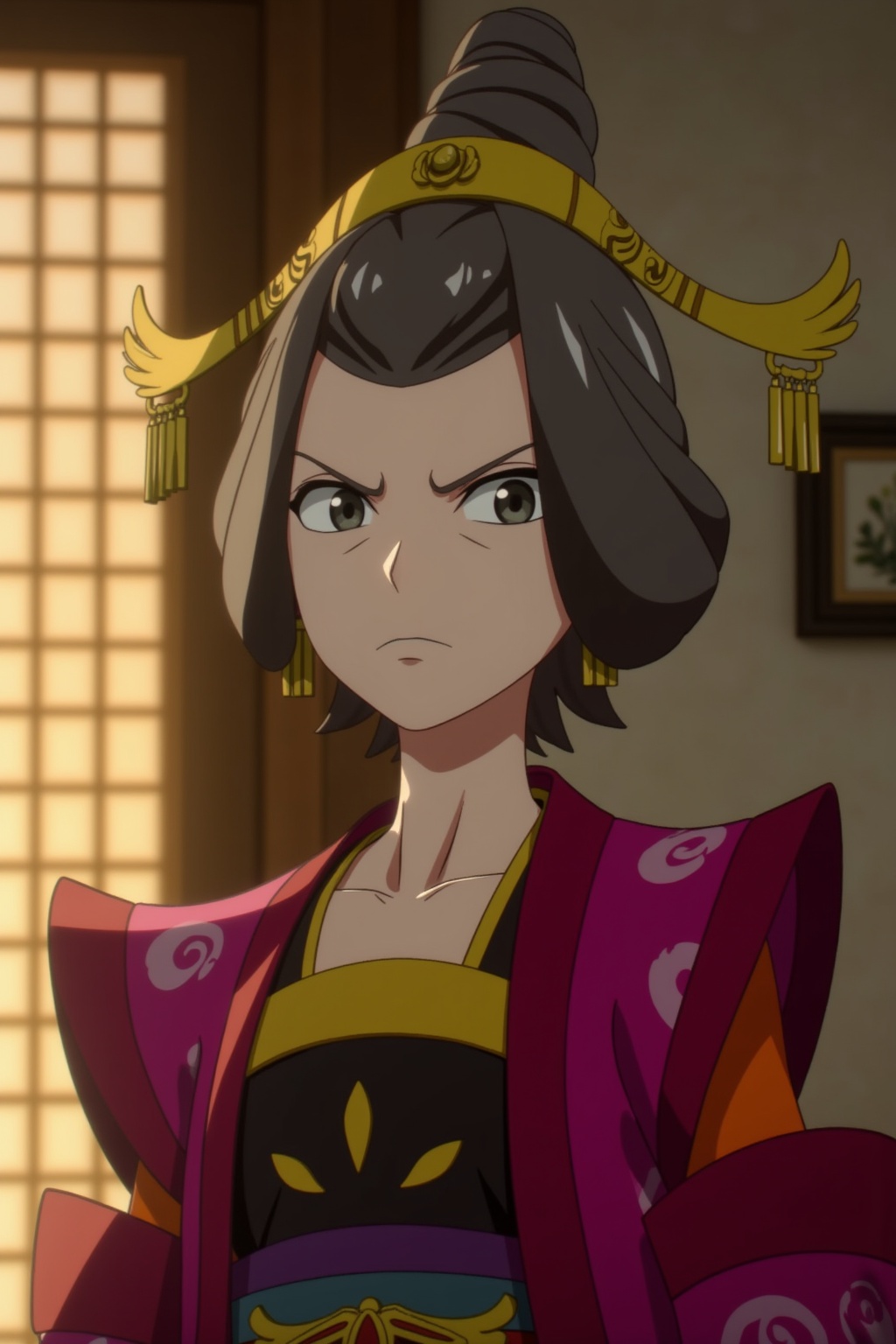 ancient chinese style,young girl,chinese clothes,black hair,black eyes,angry,indoors,