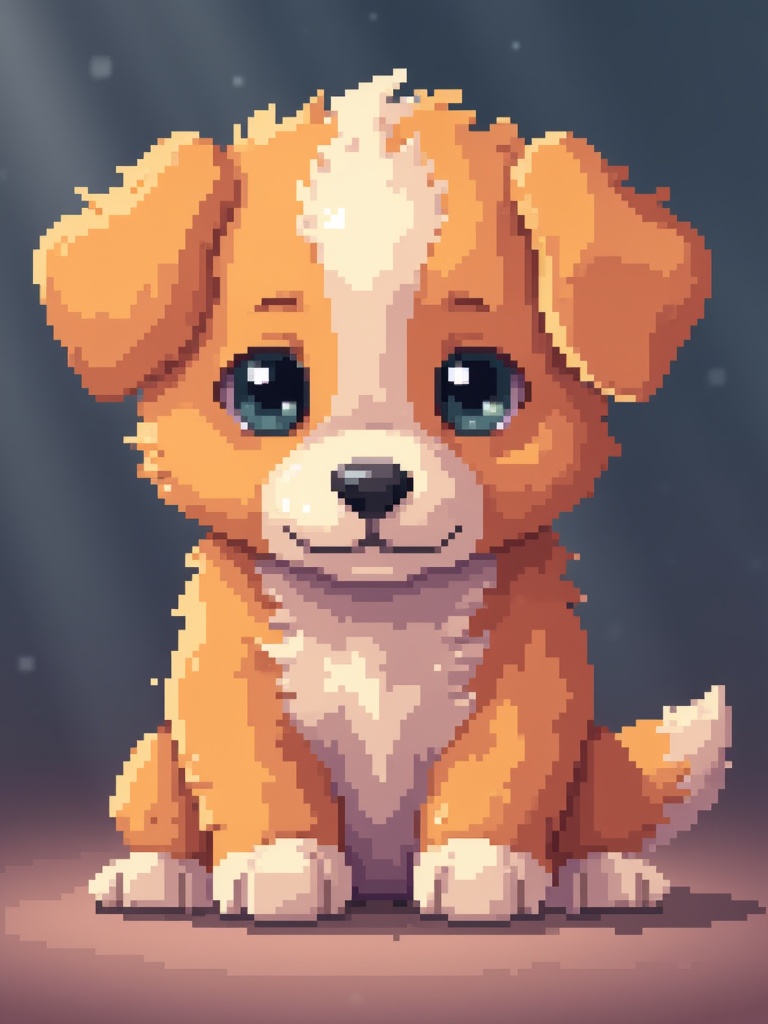 Pixel art,cute puppy close-up,