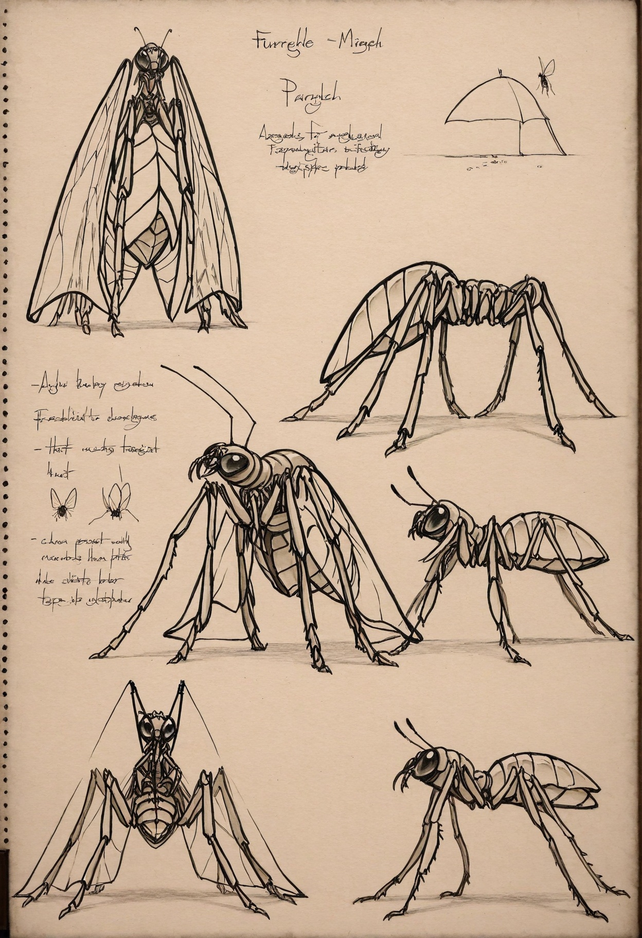 bug,  traditional media,  lineart on Tensor.Art