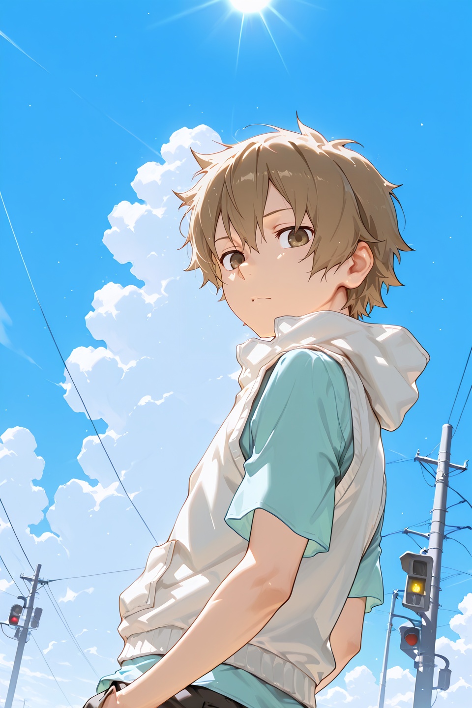 Hibiya_KP ,  looking back,  dutch angle on Tensor.Art