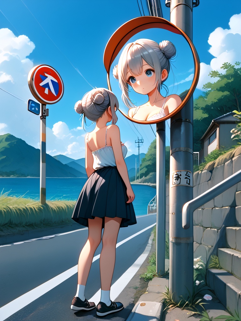 score_9,  source_anime,  convex mirror on utility pole on Tensor.Art