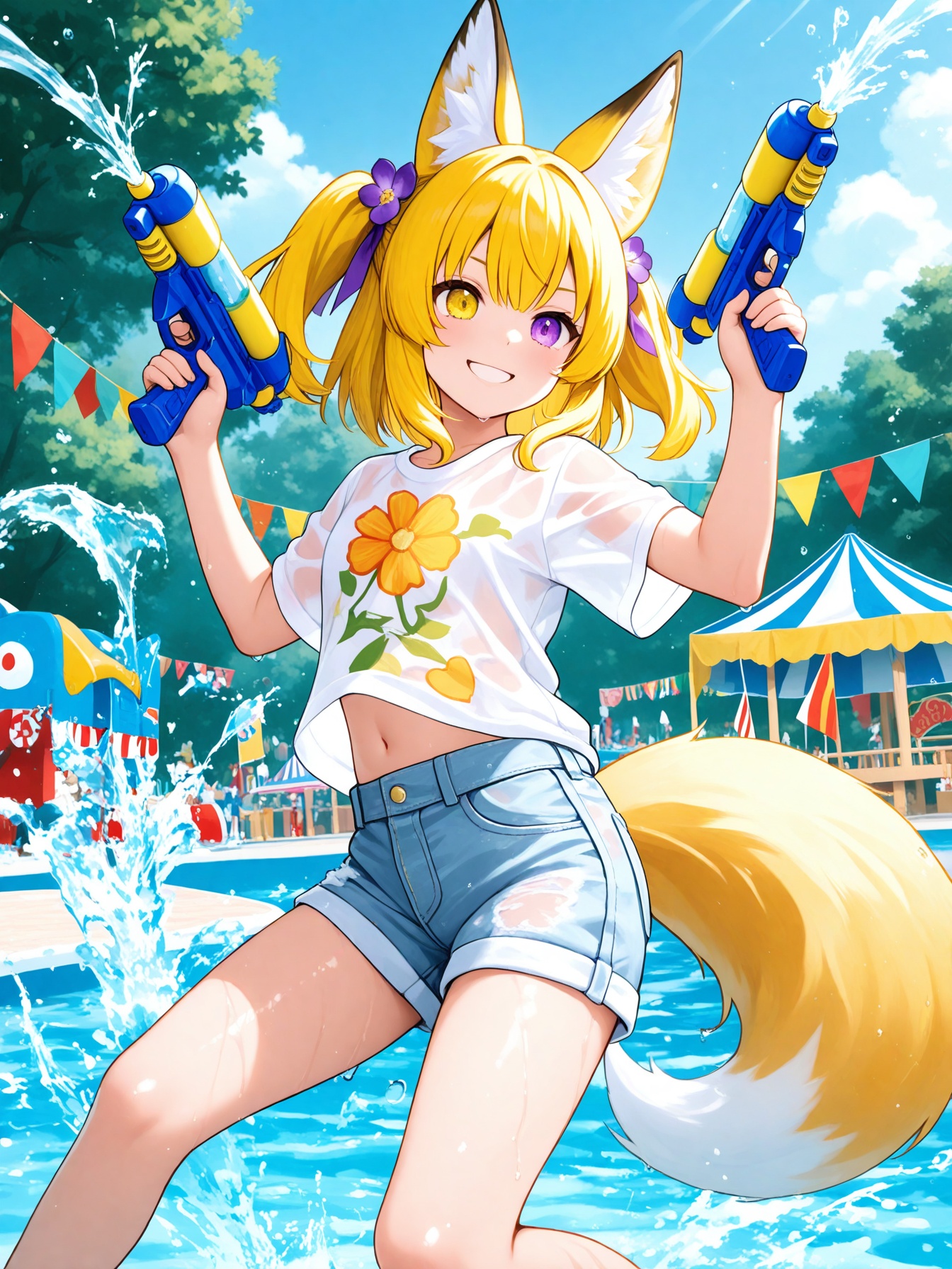 Summer festival fun,  water guns,  water blasters on Tensor.Art