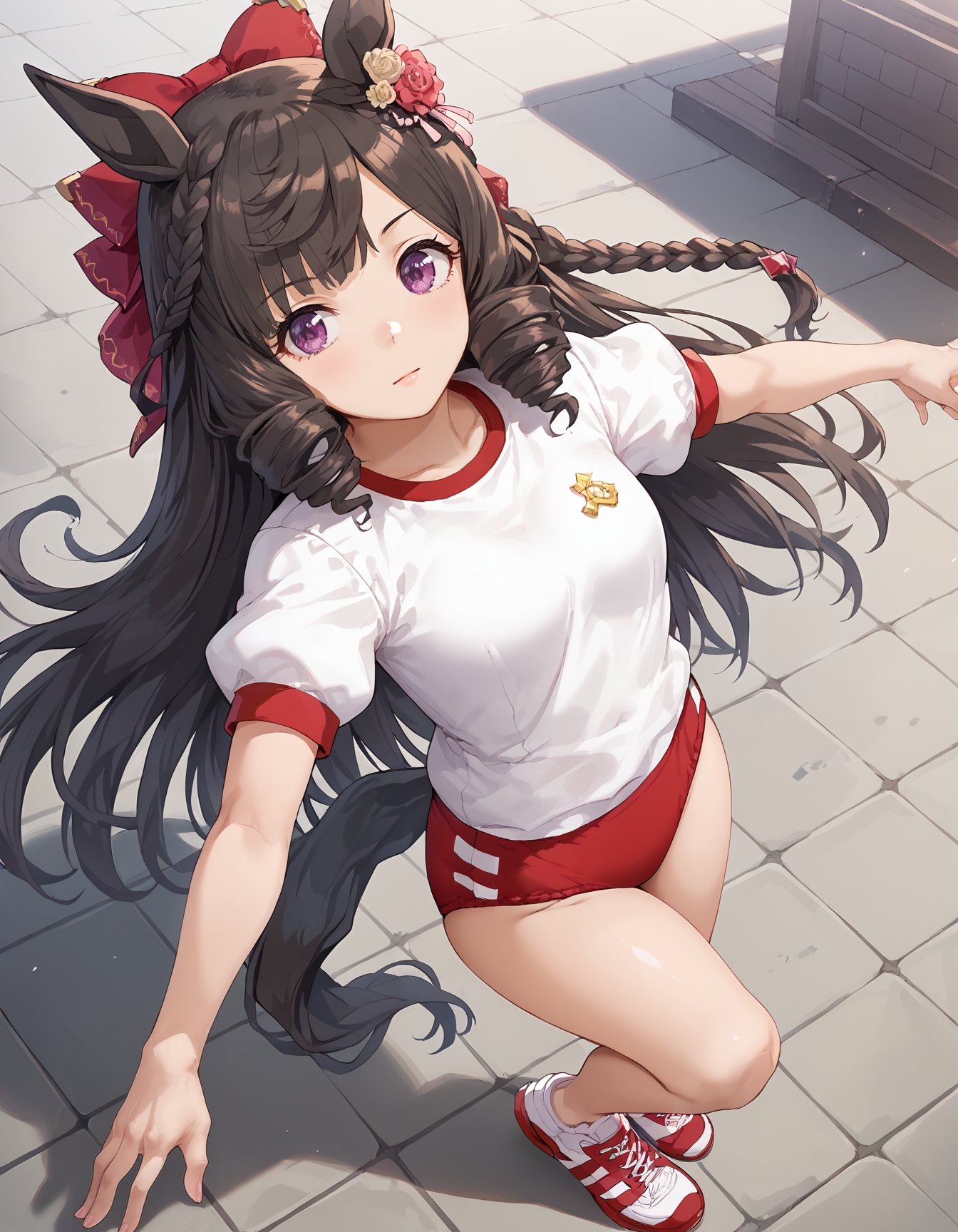 1girl,  black hair,  drill hair on Tensor.Art