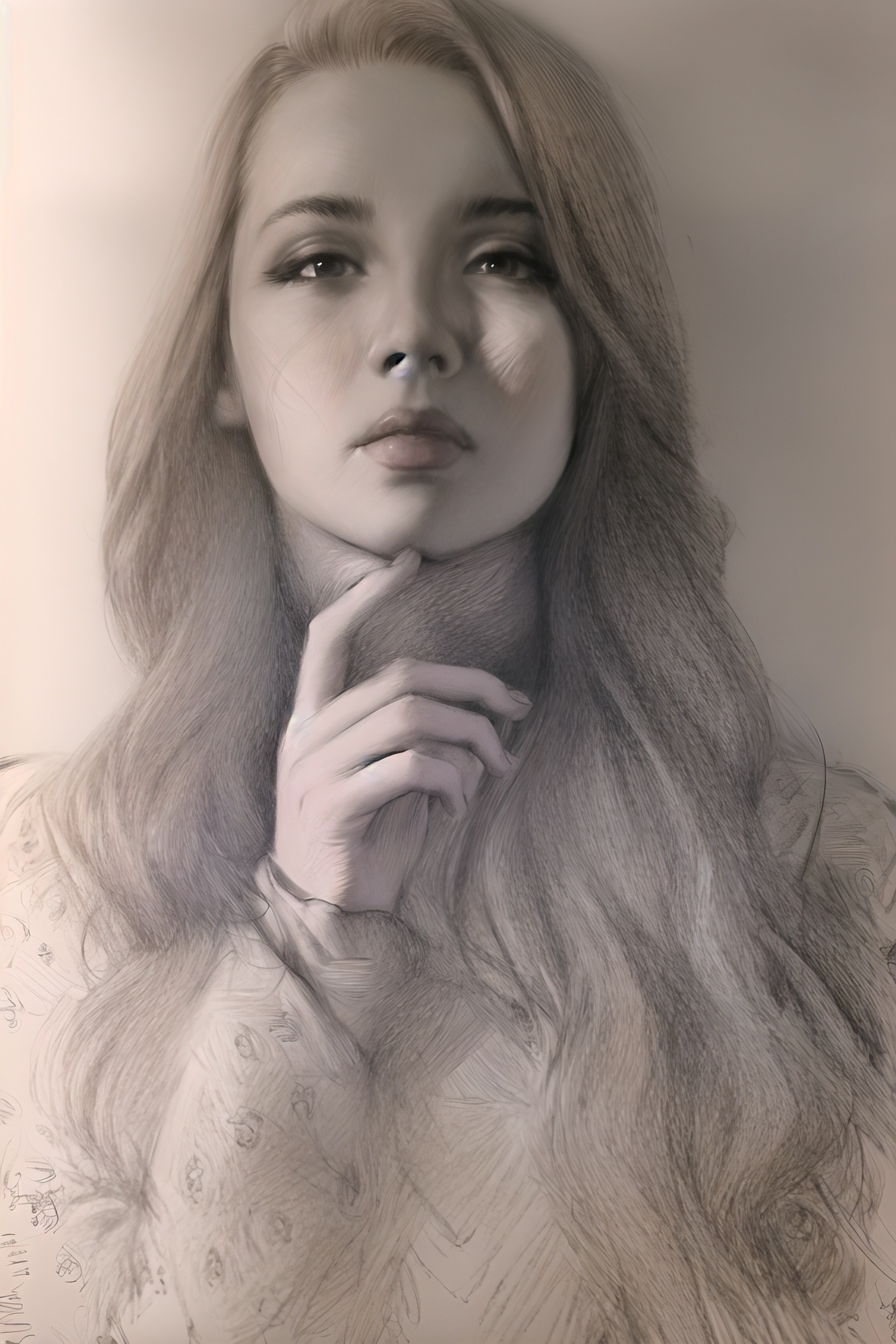 <lora:lora-000009:0.7>,portrait sketch,graphite (medium),sketch,Master Portrait Works,1girl,beautiful,look at viewer,Emotional expressions,(((beautiful))),uia,sumiao,sketch,