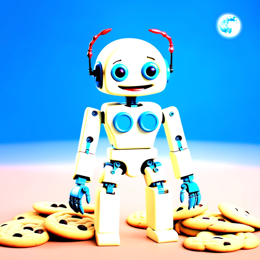 humanoid robot,  cookie,  blue sky on Tensor.Art
