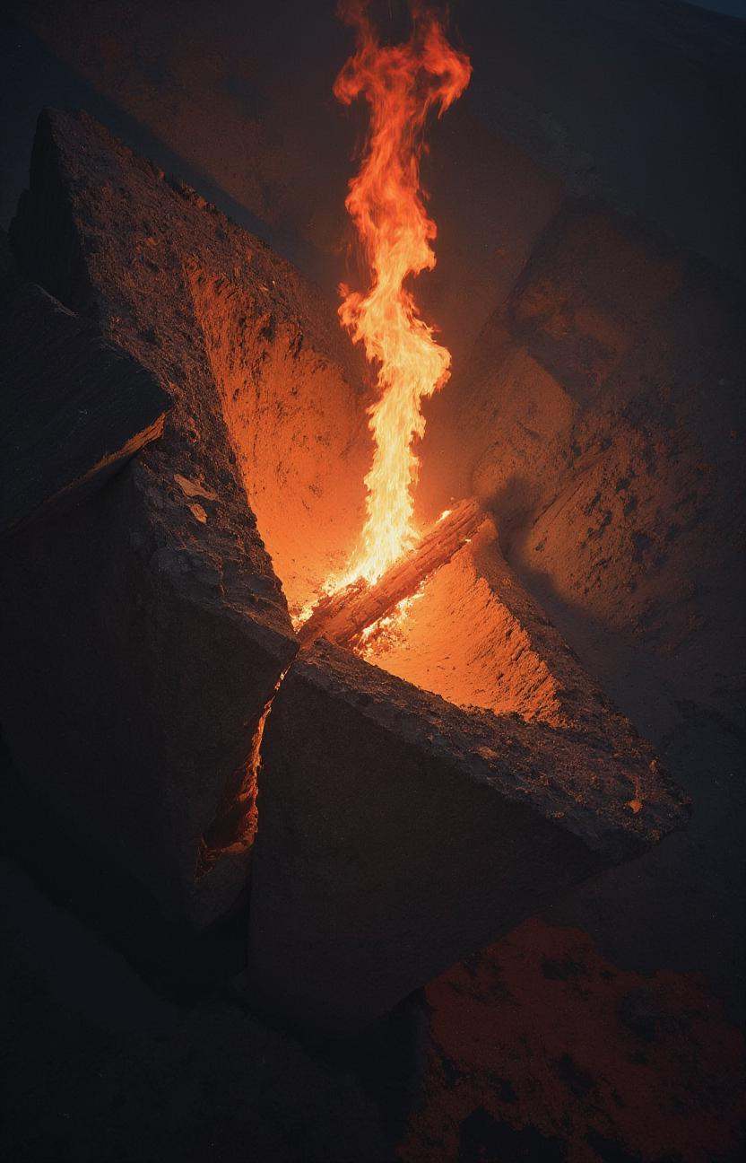a strange and impossible to solve flame glued to a fast bursting dimensional portal moving gravitation tilted 454.78 degre...