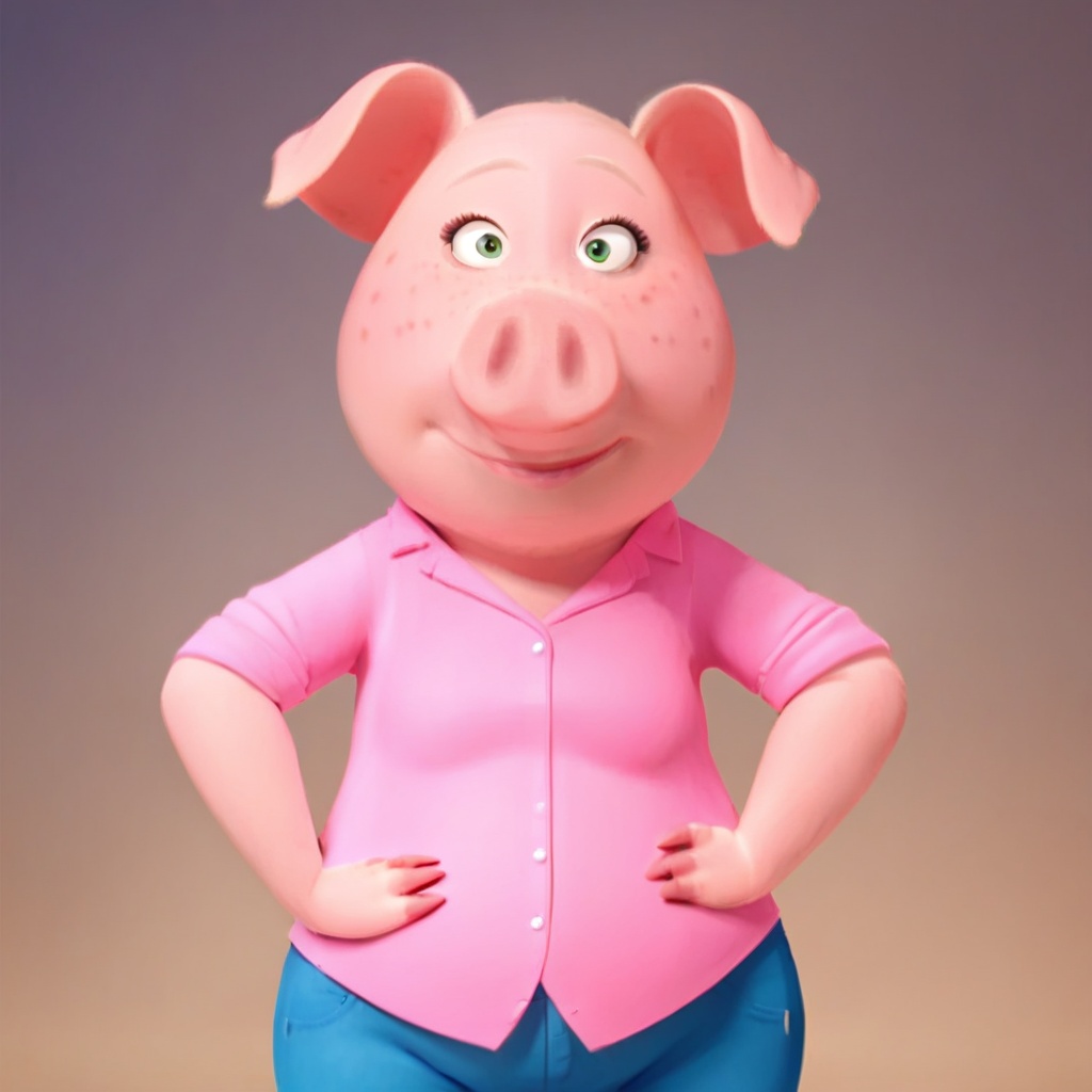rositasing,  pig,  pink shirt on Tensor.Art