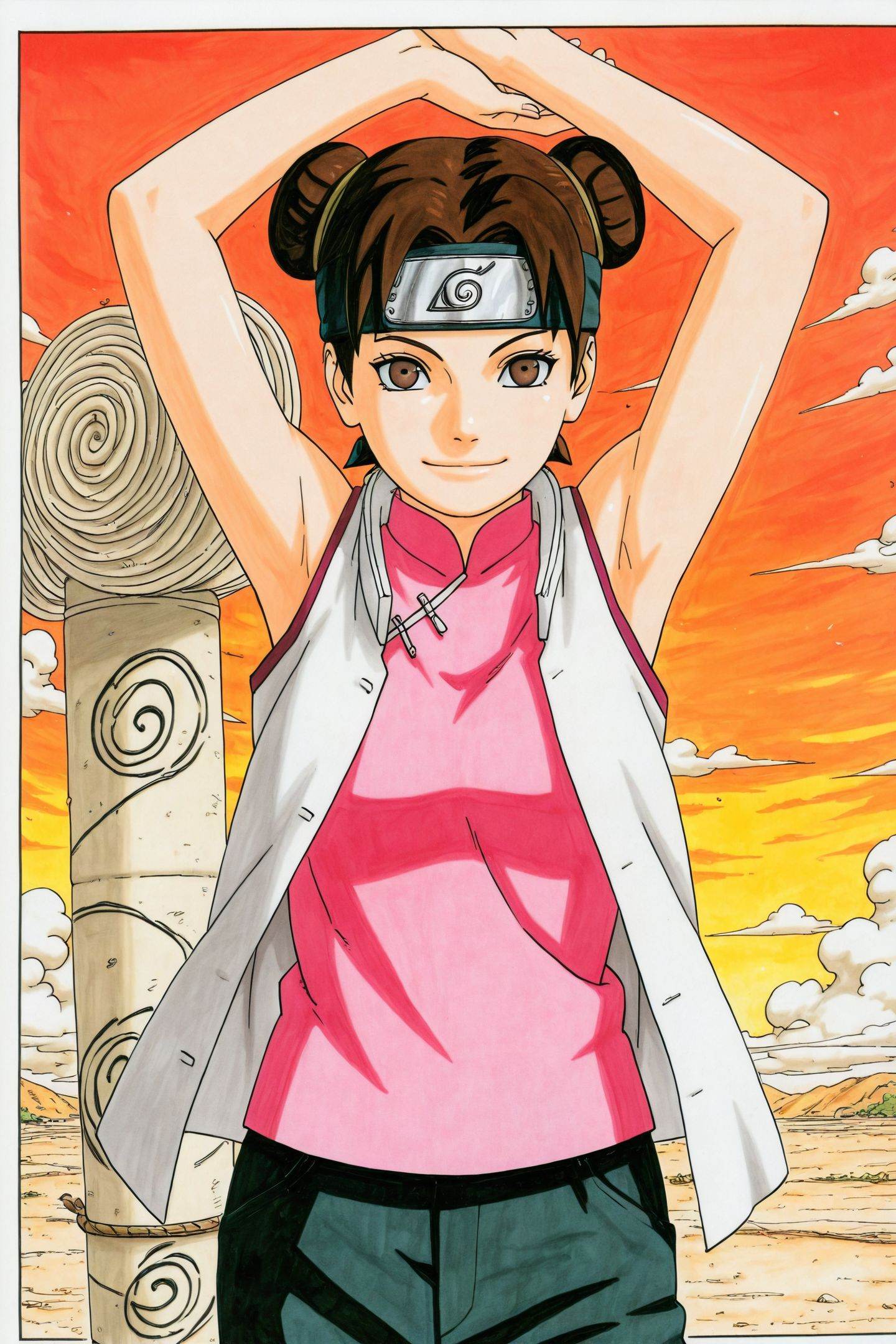 Kishimoto Masashi Style,  1girl,  tenten \(naruto\) on Tensor.Art